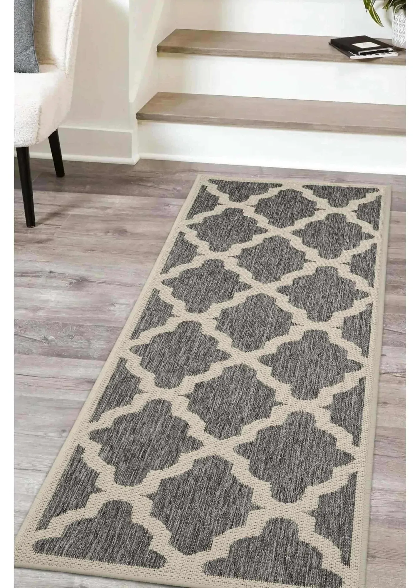 Trellis Gel Flatweave Runner Rug - Grey, Polypropylene product