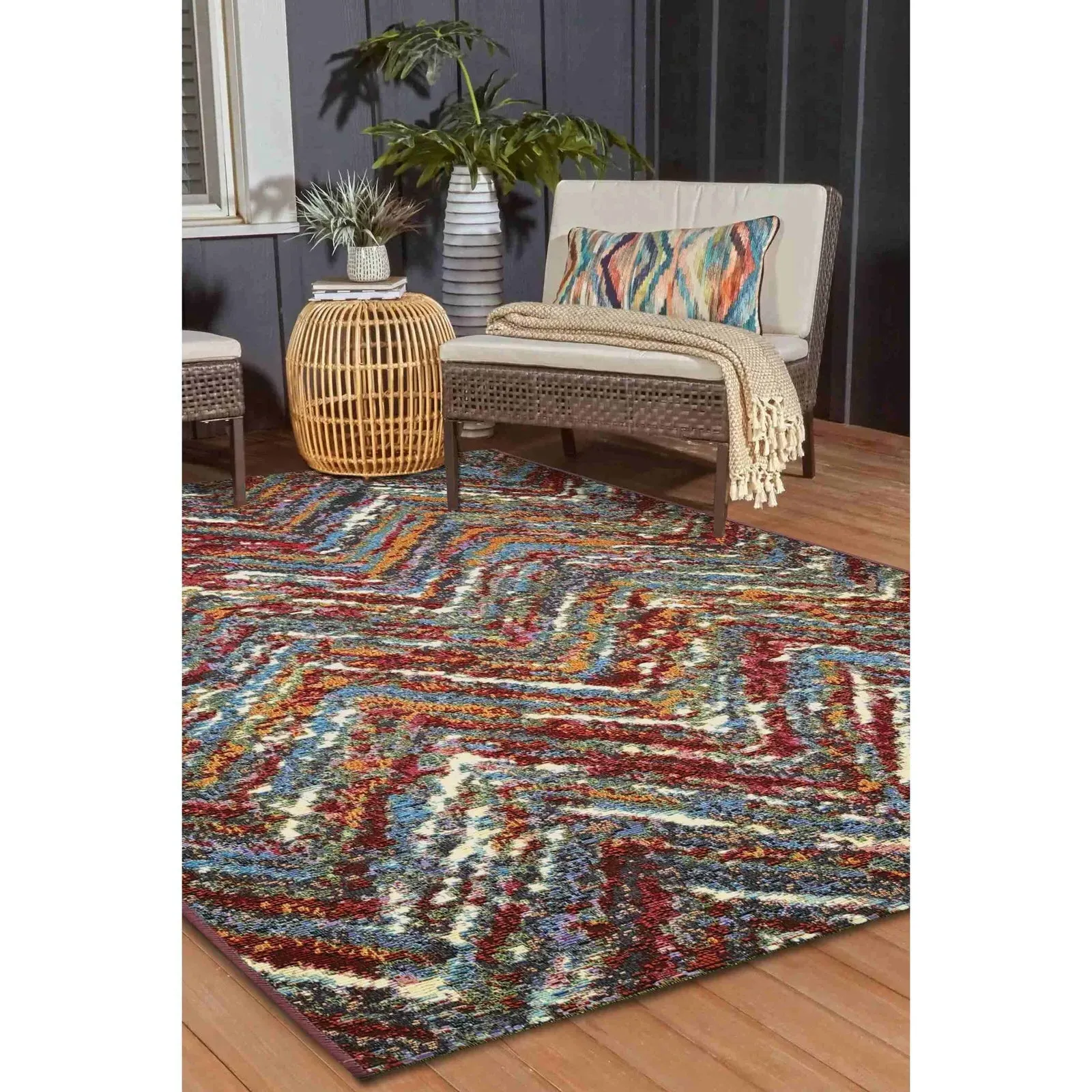 Tropicana Zig Zag Rug - Multi, Polypropylene Polyester product