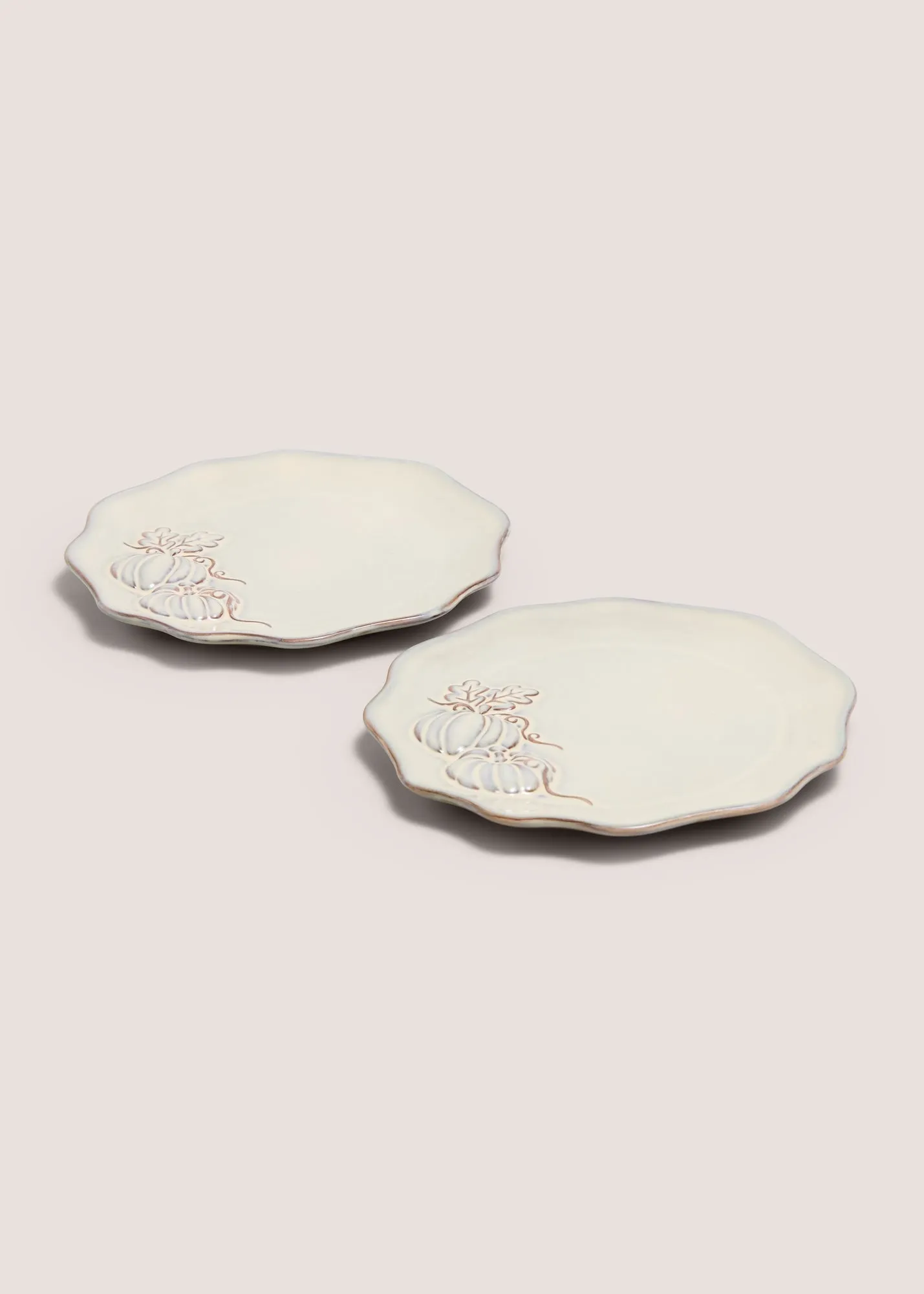 2-Pack Pumpkin Embossed Side Plates - Cream product