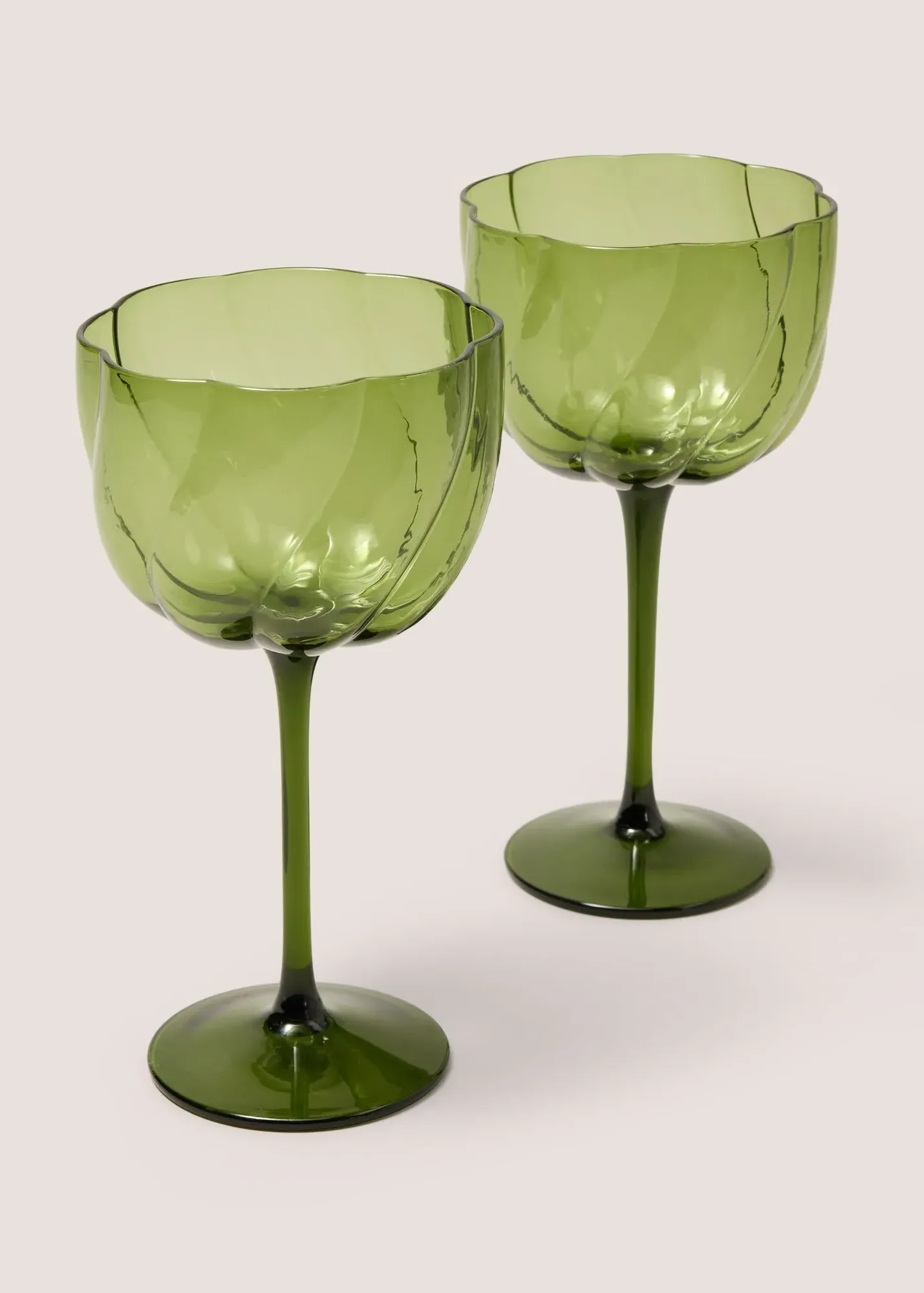 2-Pack Ridged Wine Glasses - Green product