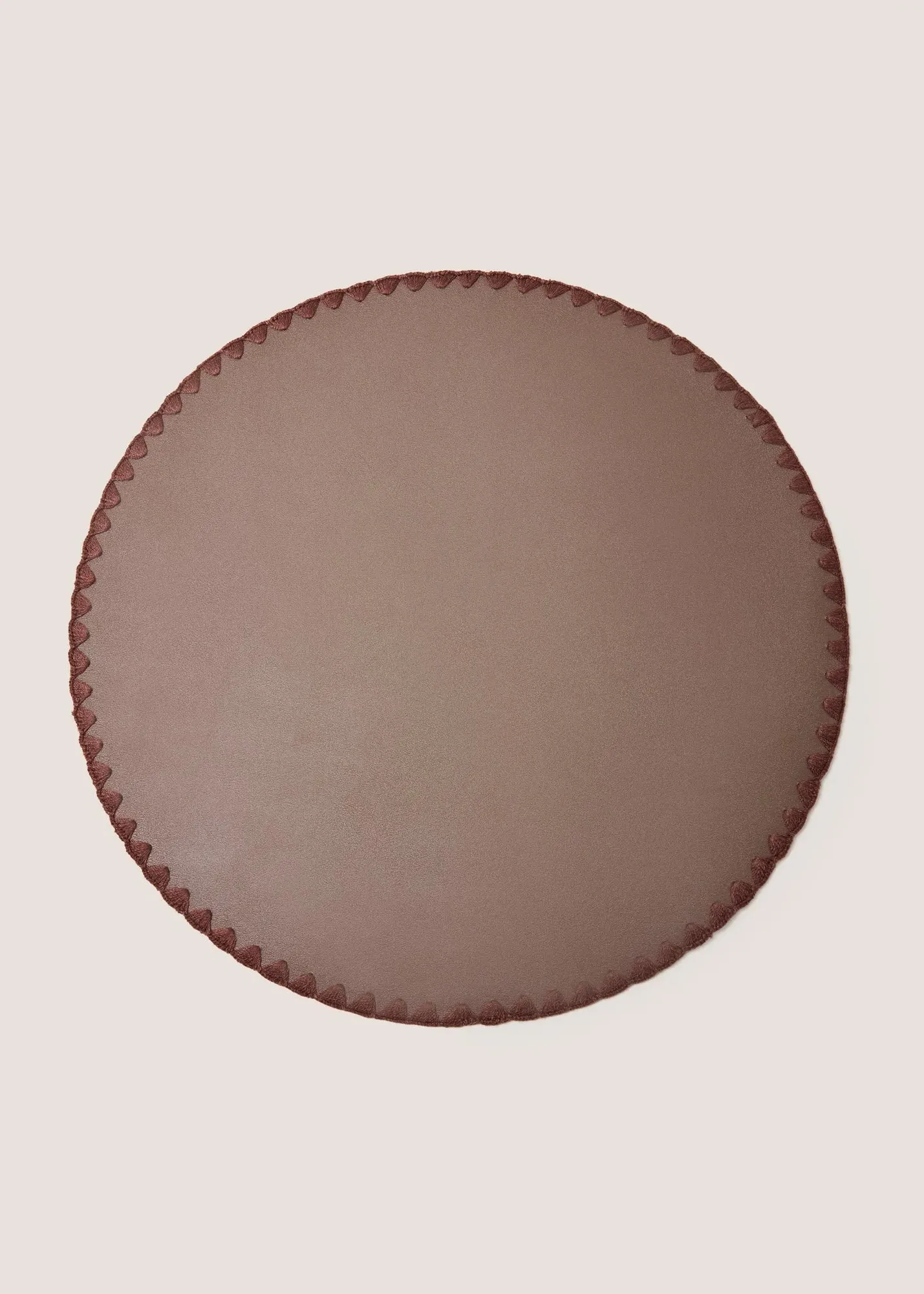 2-Pack Round Placemats with Scalloped Stitched Edge - Brown product