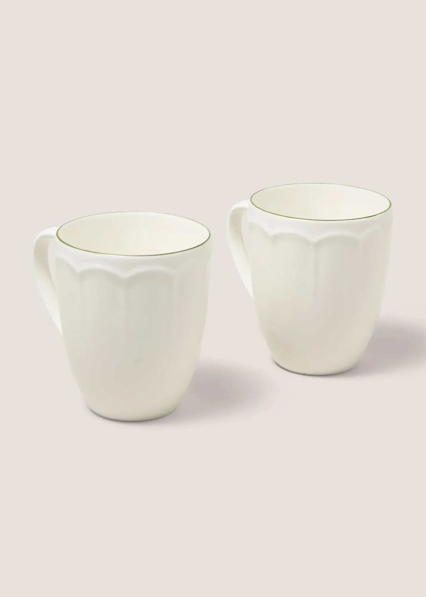 2-Pack Scallop Mugs - Cream & Green product