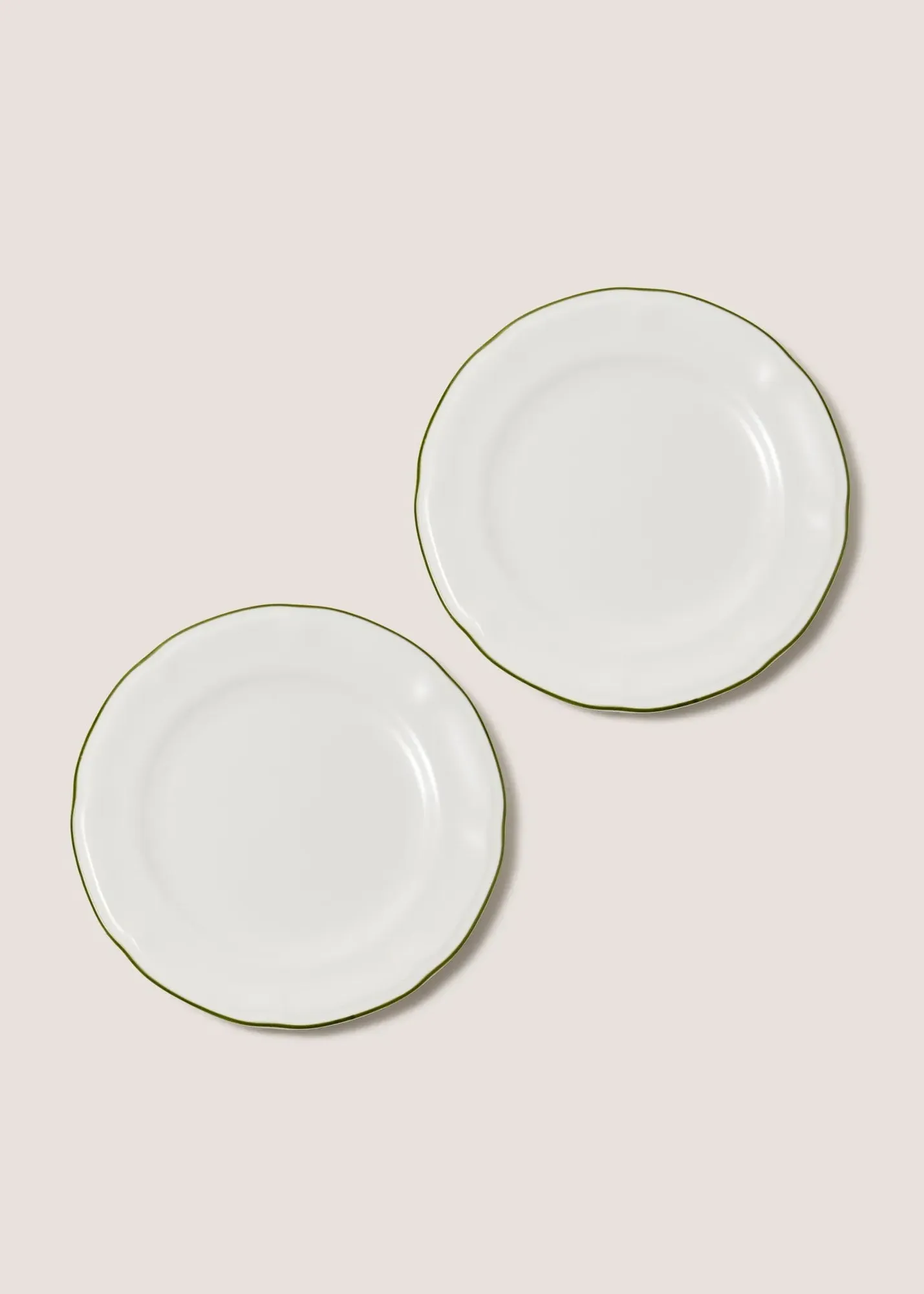 2-Pack Scallop Side Plates - White, Green Trim product