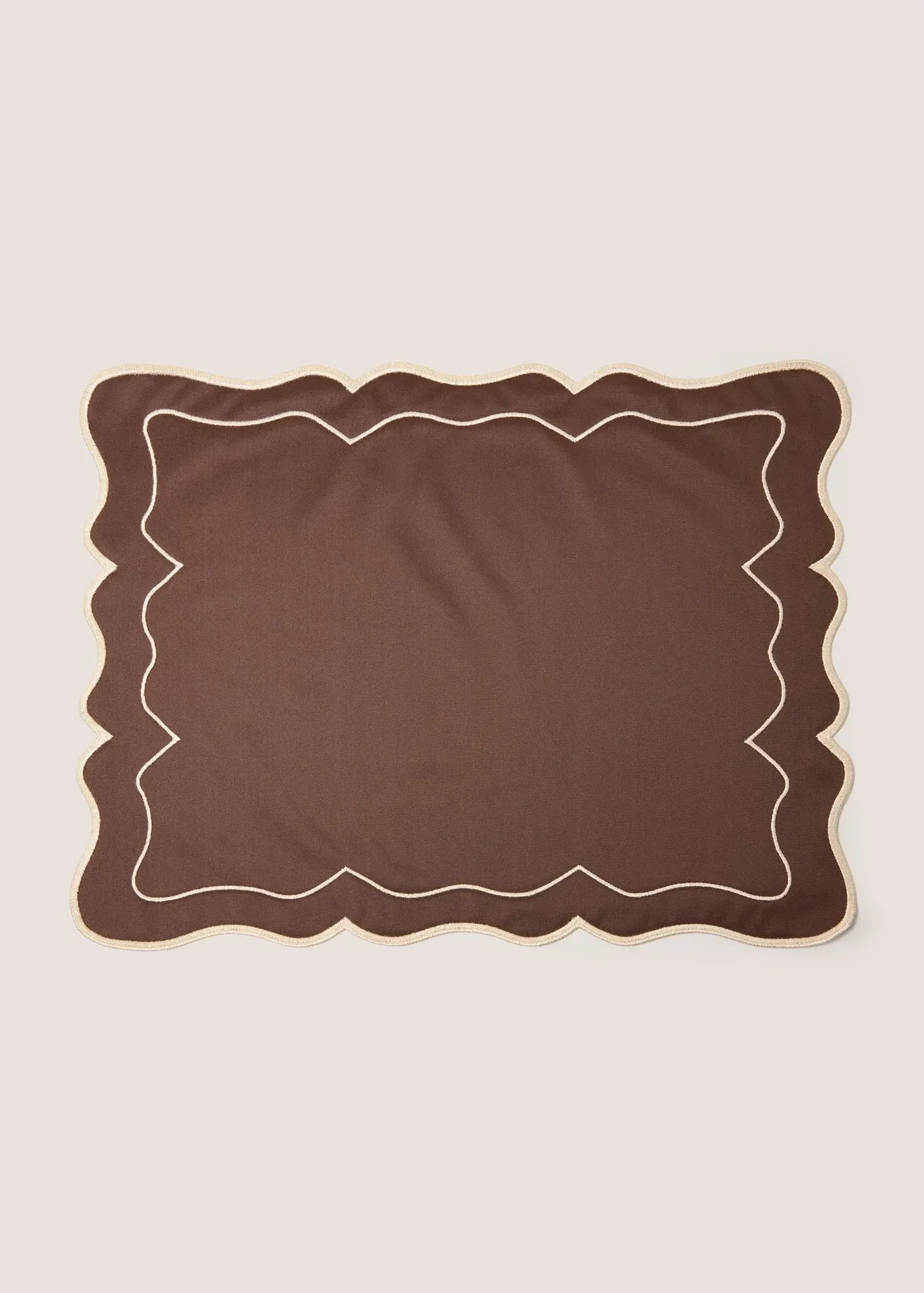 2-Pack Scalloped Velvet Placemats - Brown, Polyester product