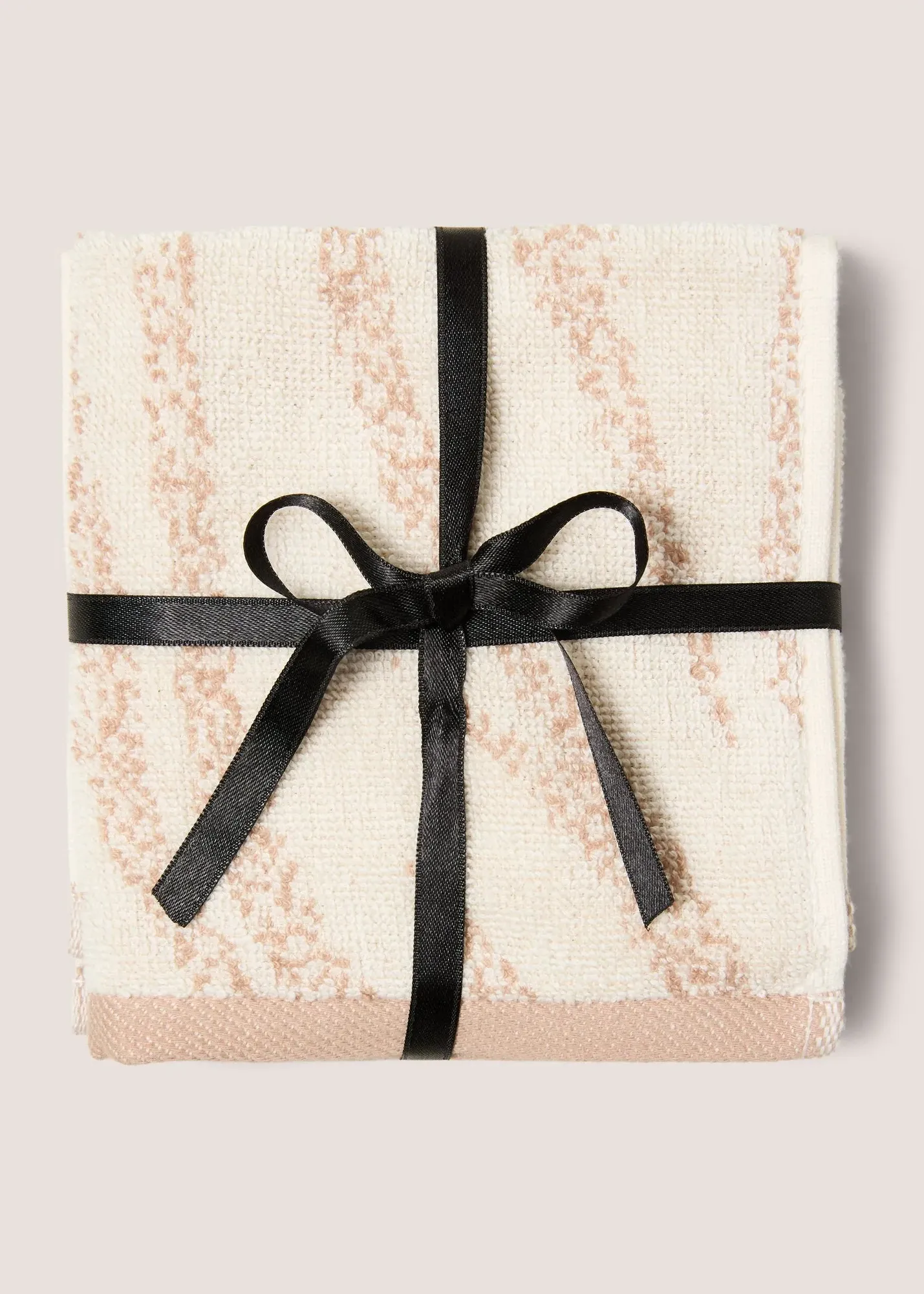 2-Pack Zebra Jacquard Face Cloths - Beige, Cotton product
