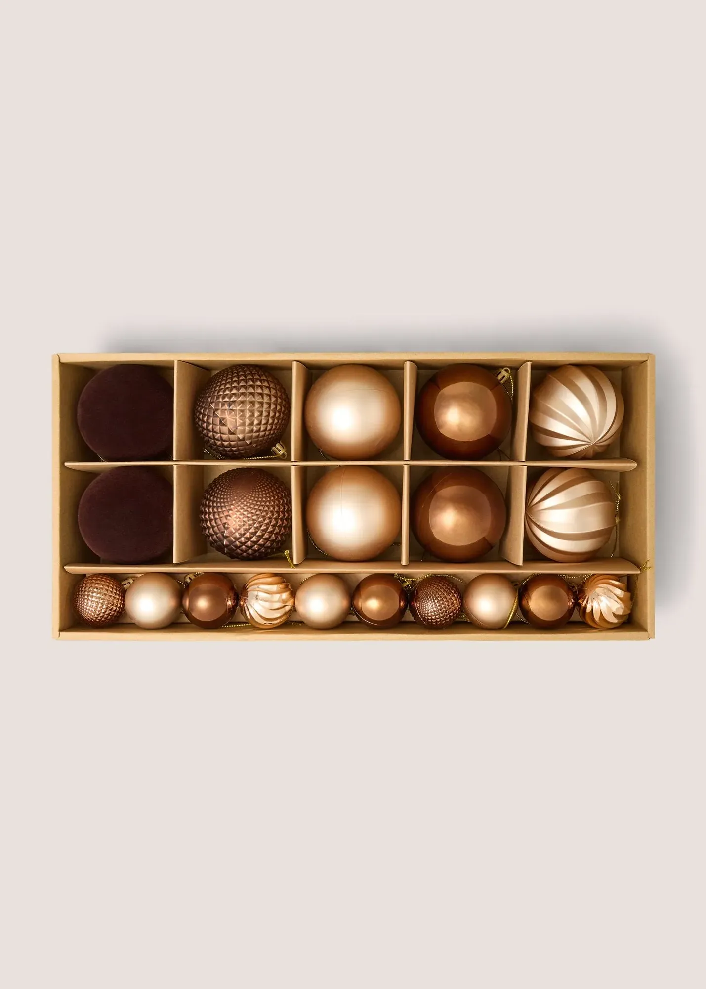 20 Pack Assorted Baubles - Brown product