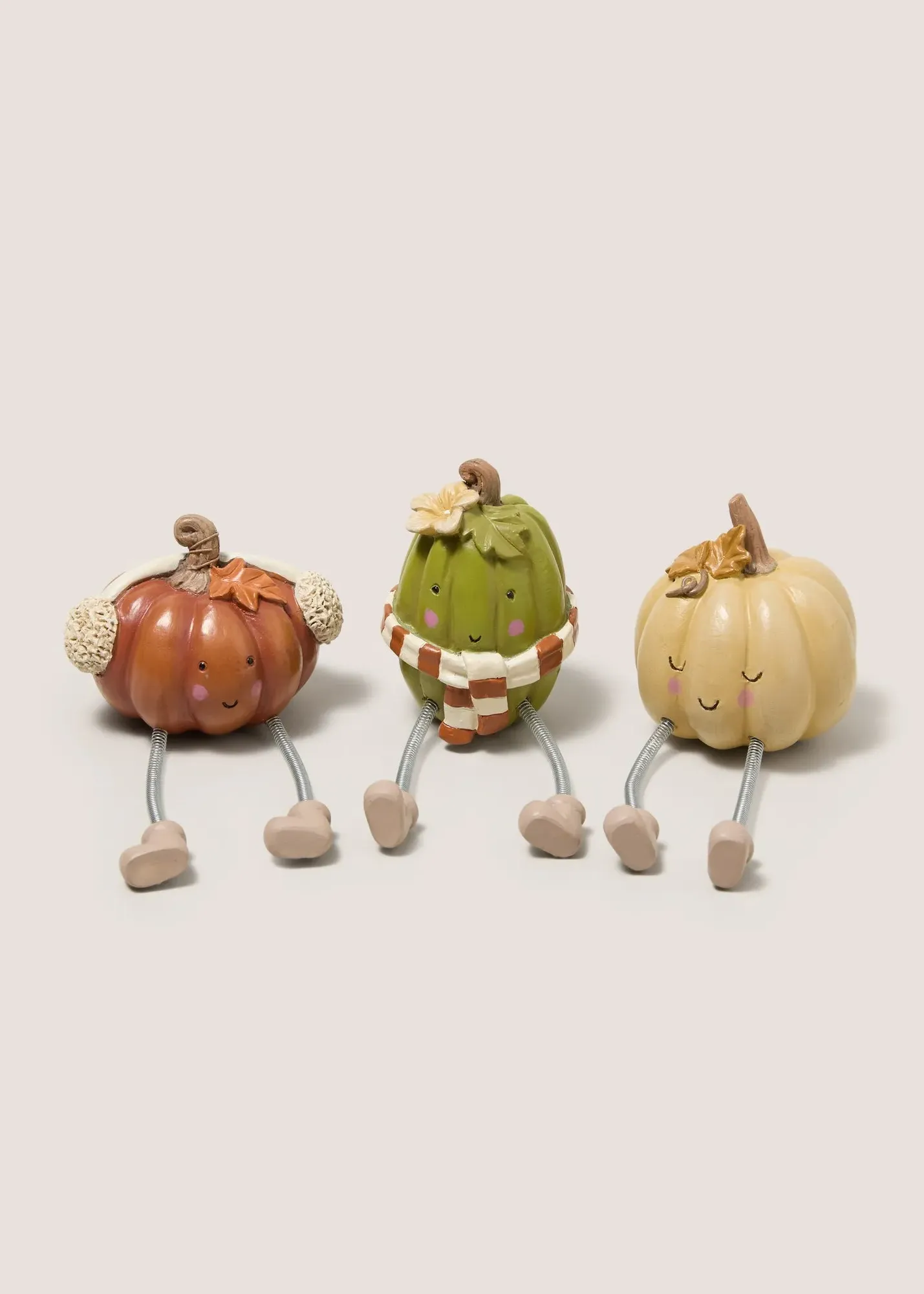 3 Pack Autumn Pumpkin Dangly Leg Ornaments - Multi, Resin product