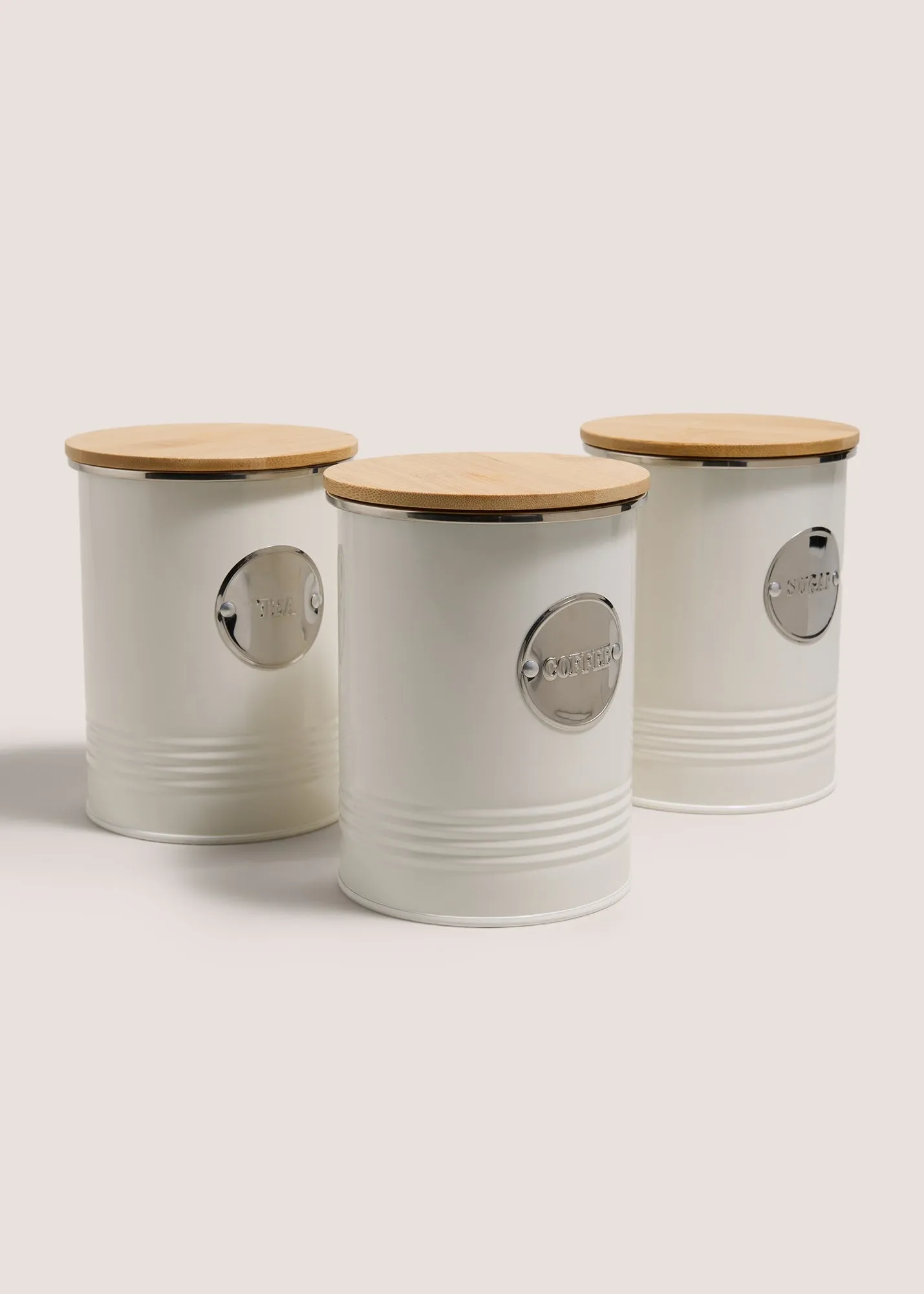 3 Pack Kitchen Canisters - White, Metal product