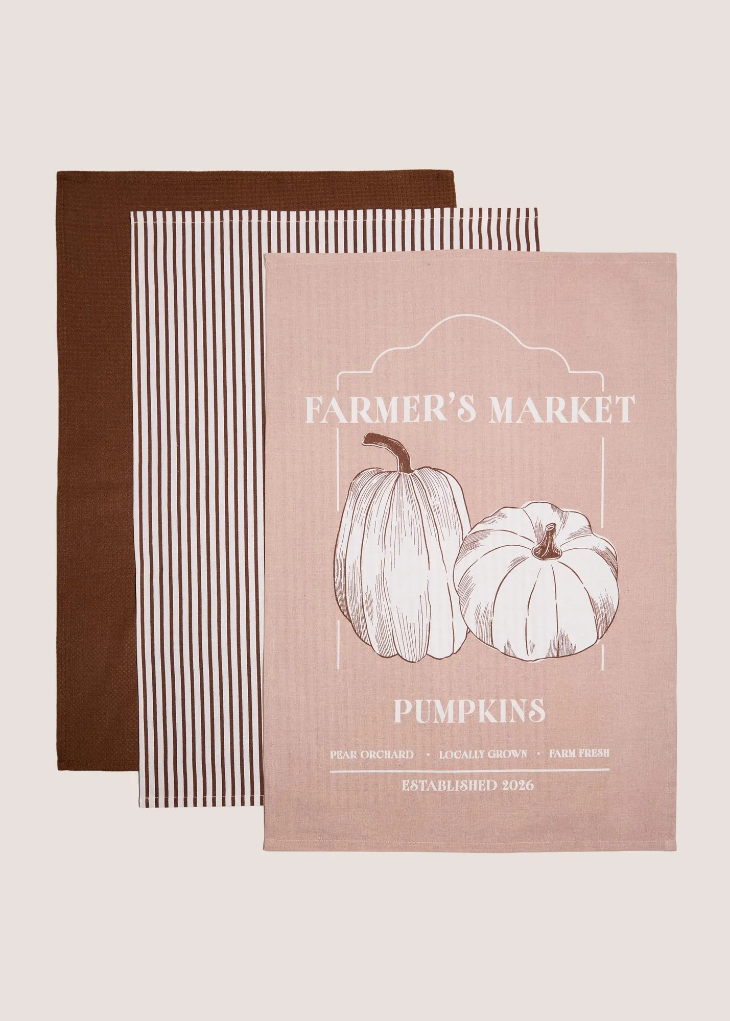 3 Pack Pumpkin Print Tea Towels - Multi product