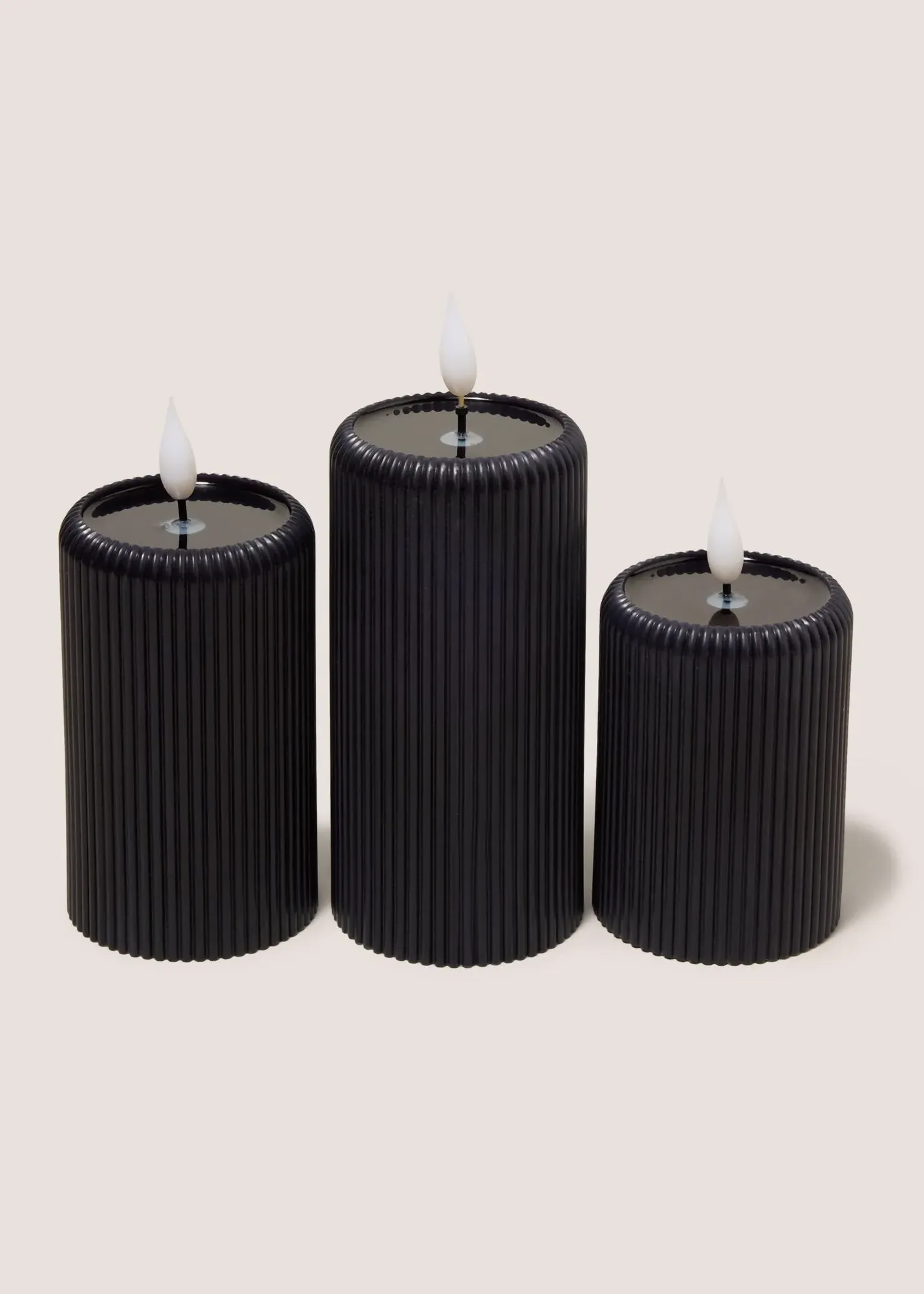 3 Pack Ribbed LED Candles - Black product