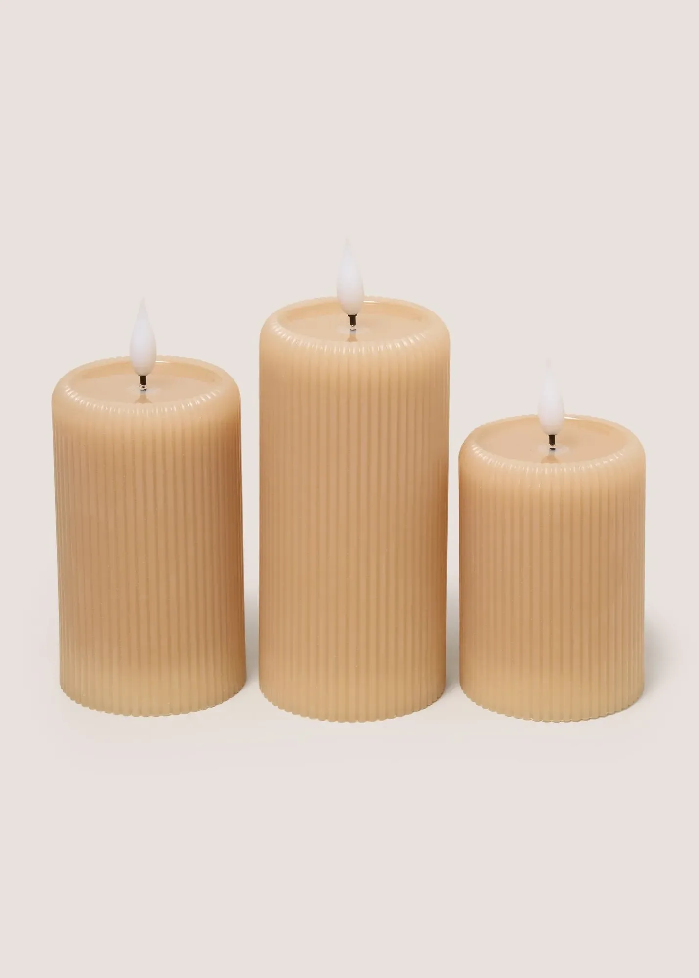 3-Pack Ribbed LED Candles - Neutral product