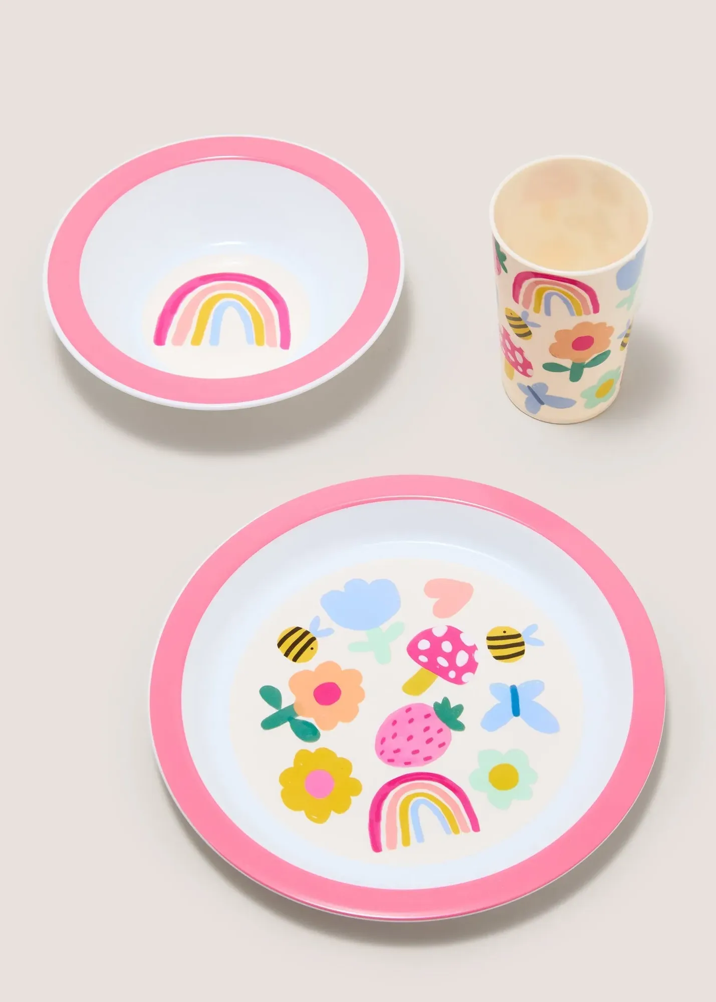 3 Piece Flower Print Dinner Set - Pink product