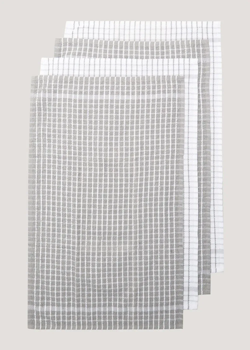4 Pack Check Terry Tea Towels - Grey, Cotton Polyester product