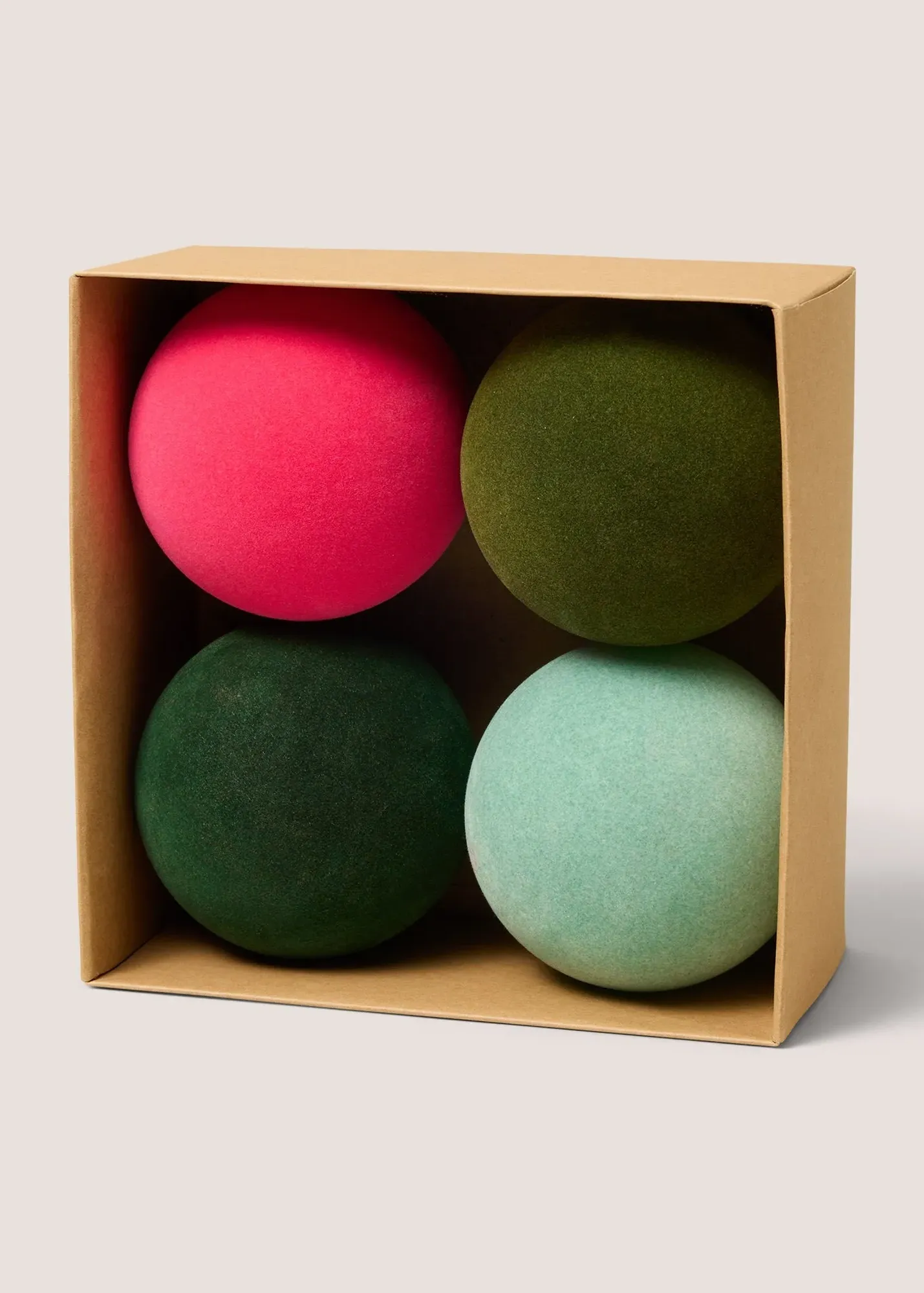 4 Pack Flocked Bauble Set - Multi product