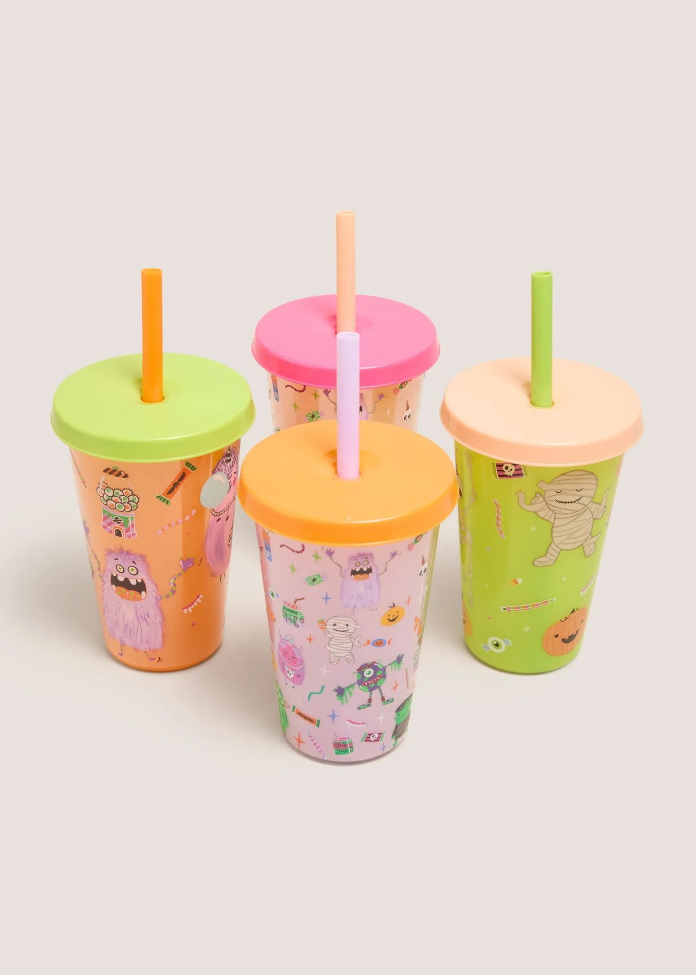 4 Pack Glow In The Dark Cups with Lids & Straws - Green product