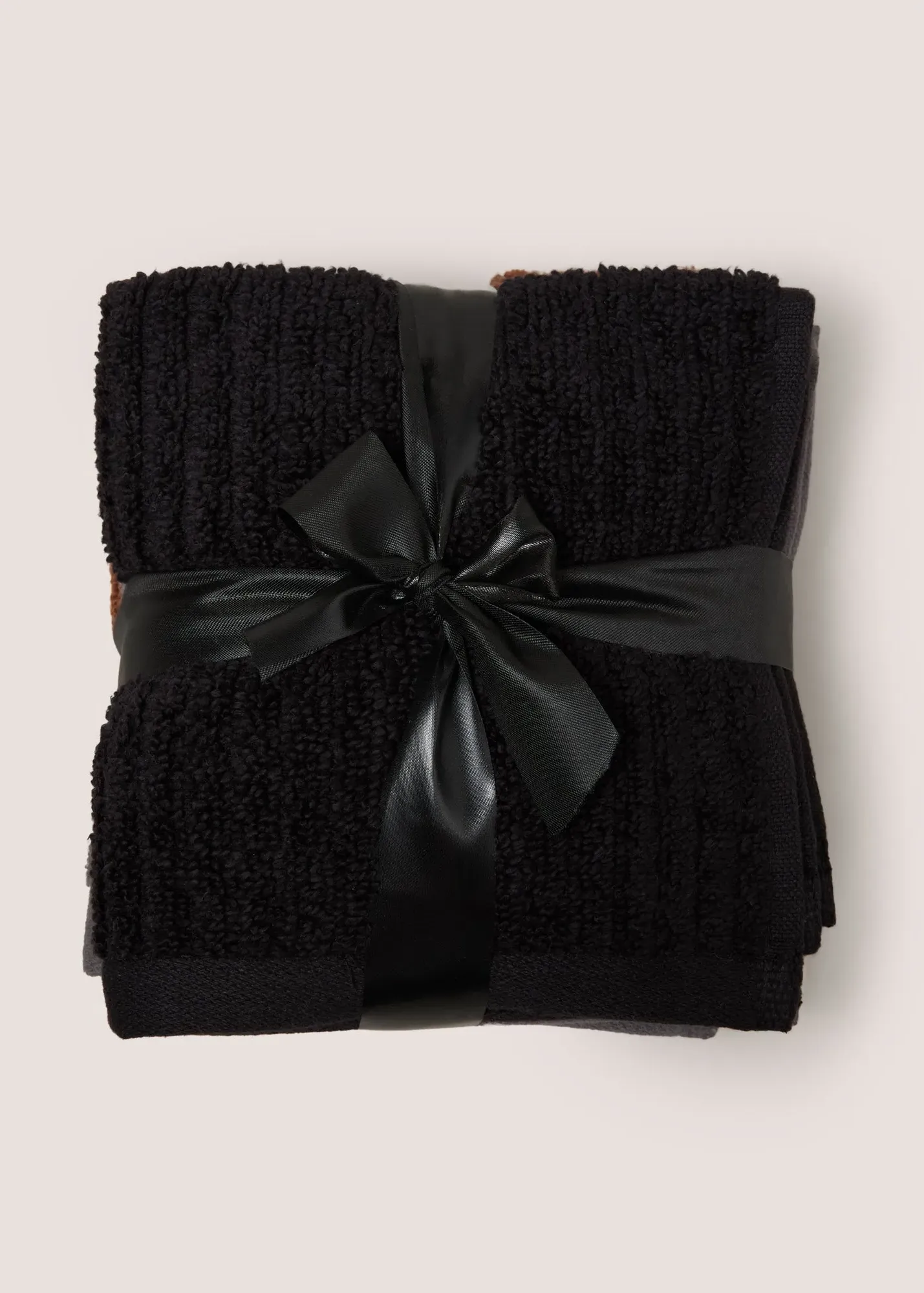 4 Pack Skinny Rib Face Cloths - Black product