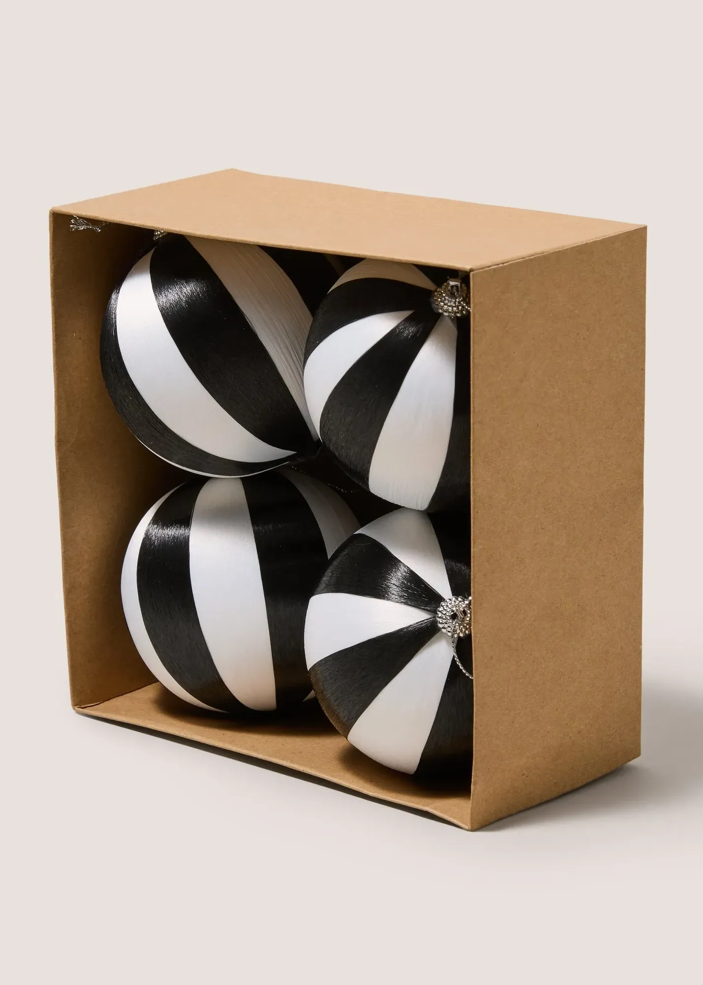 4-Pack Striped Satin Baubles - Black product