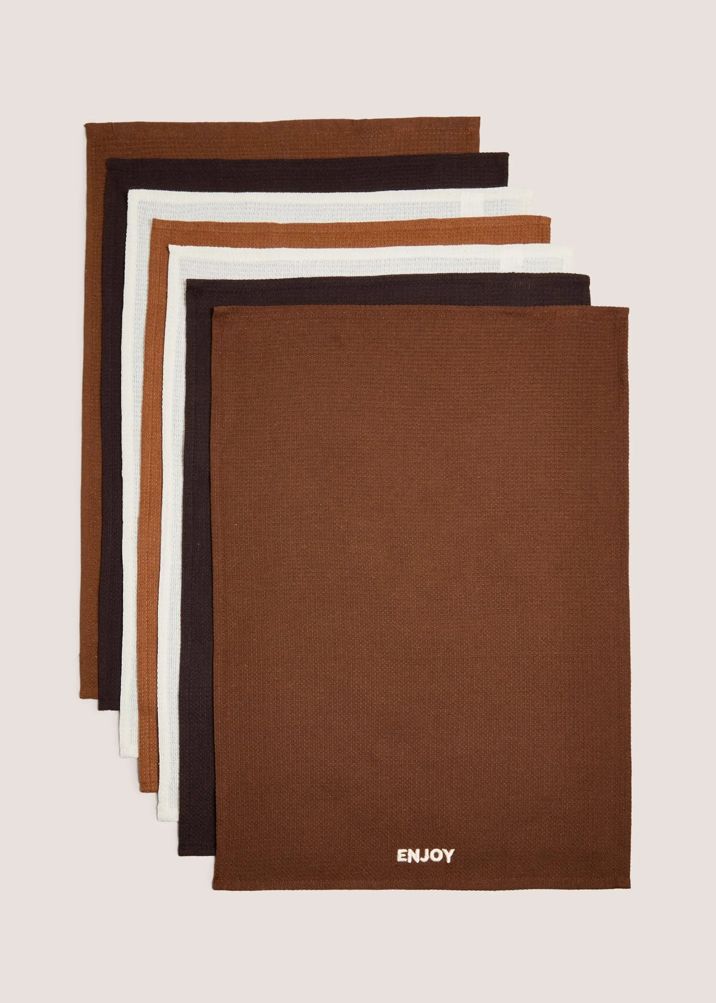 7 Pack Slogan Tea Towels - Beige product