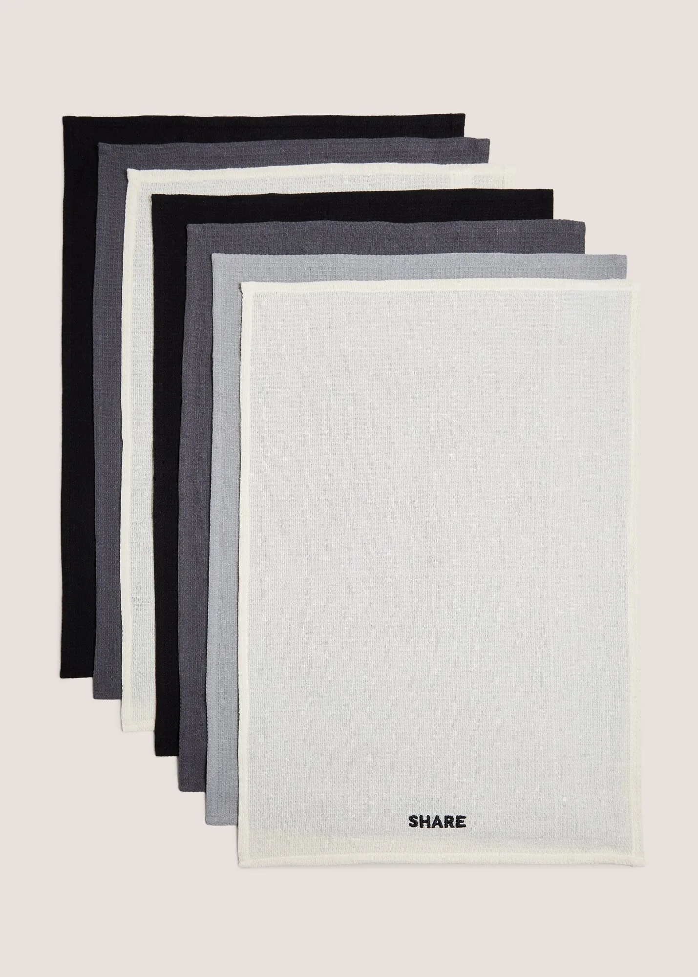 7-Pack Slogan Tea Towels - Cream product