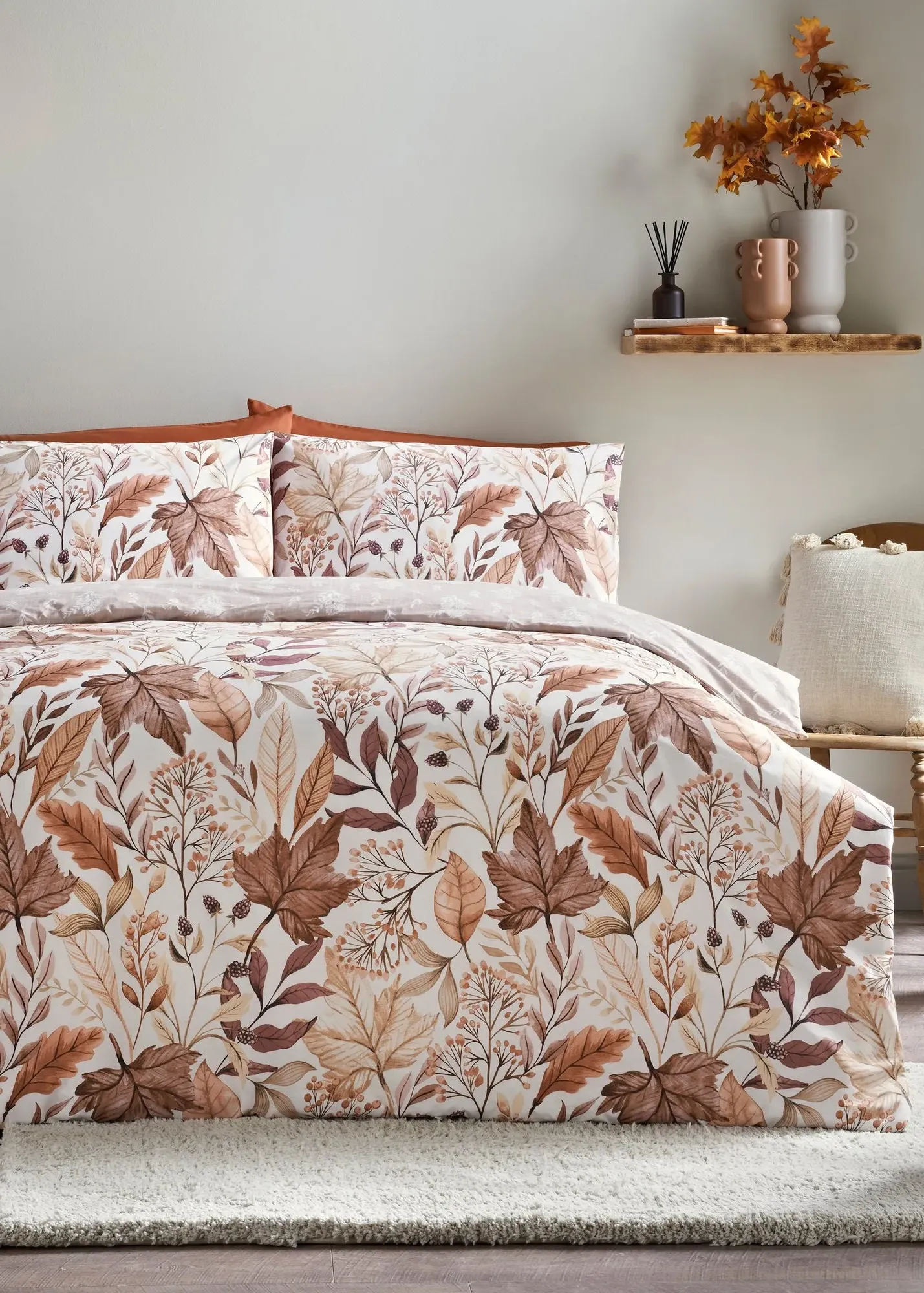 Autumn Leaves Single Duvet Set - Brown product