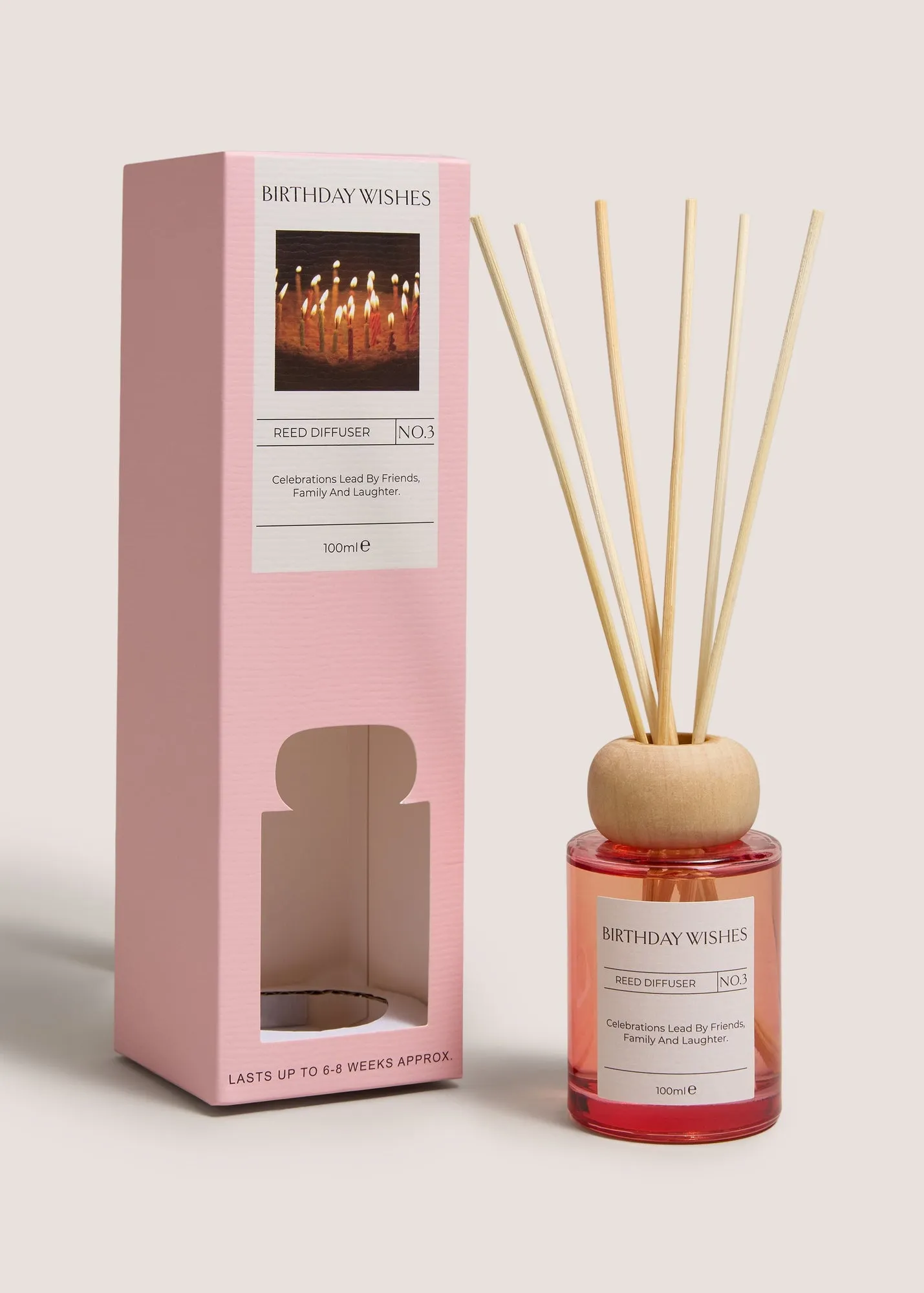 Birthday Wishes 100ml Reed Diffuser - Pink, Glass product