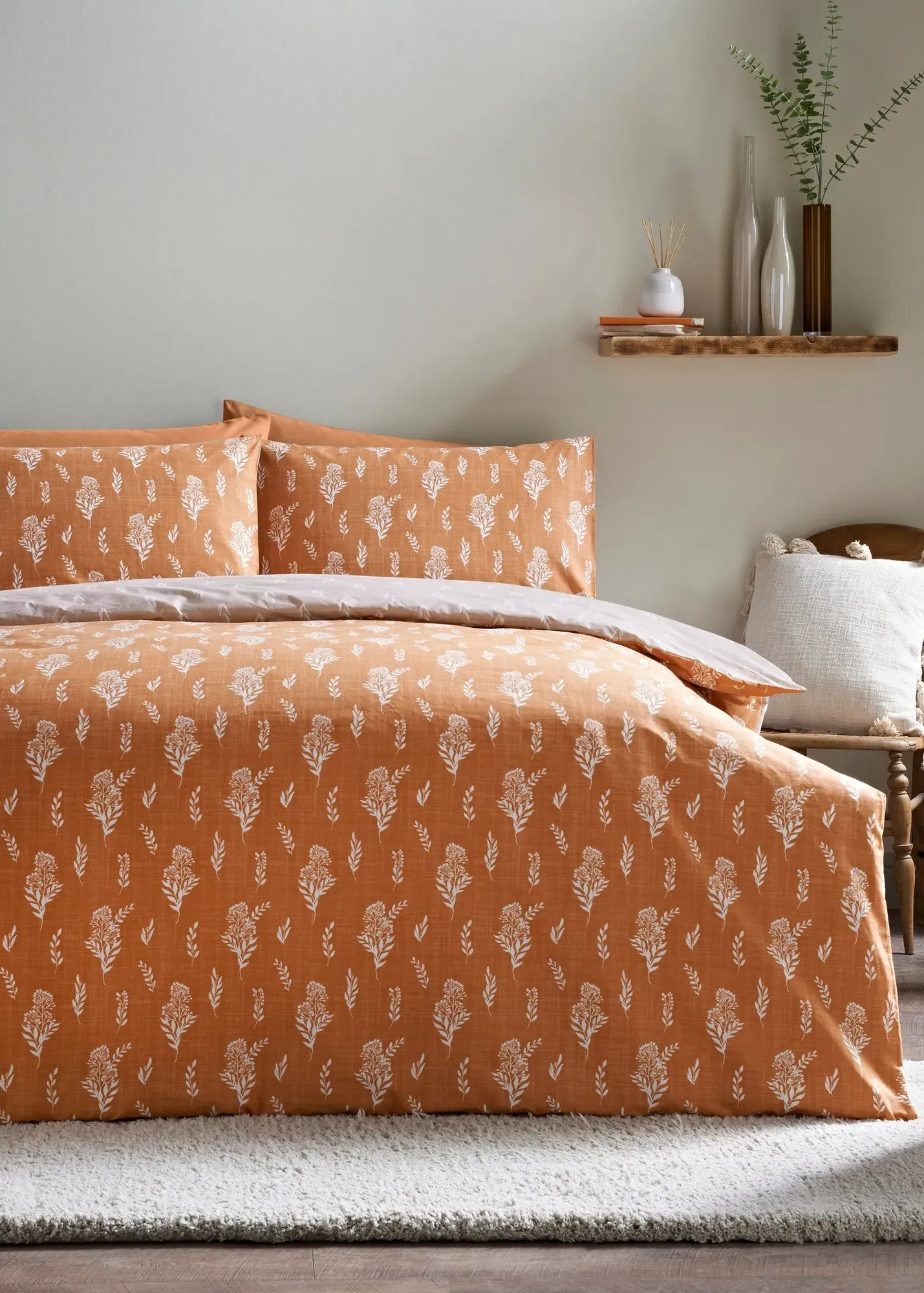 Botanical Print Single Duvet Set - Orange product