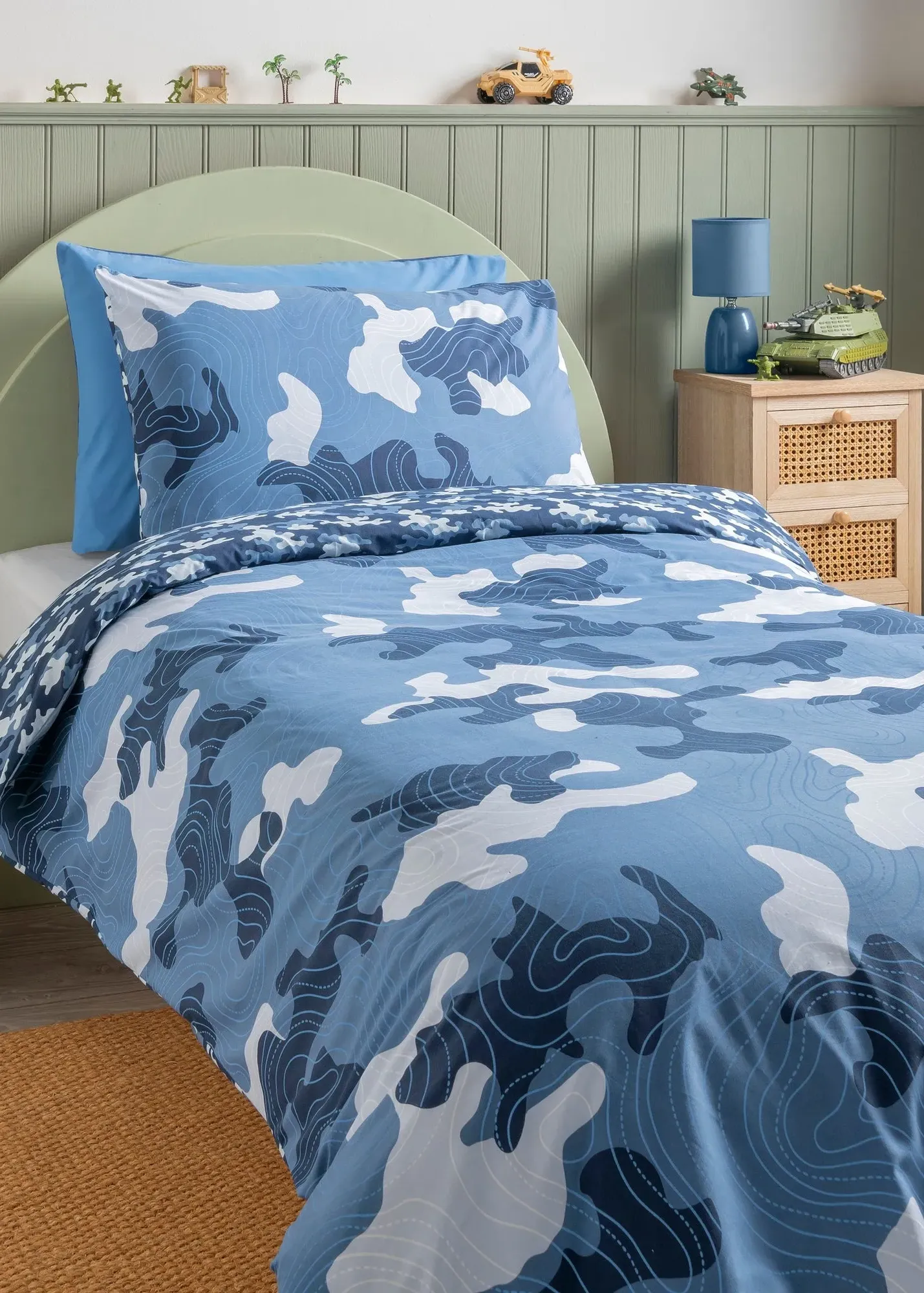 Camo Single Duvet Set - Blue, Polyester Cotton product