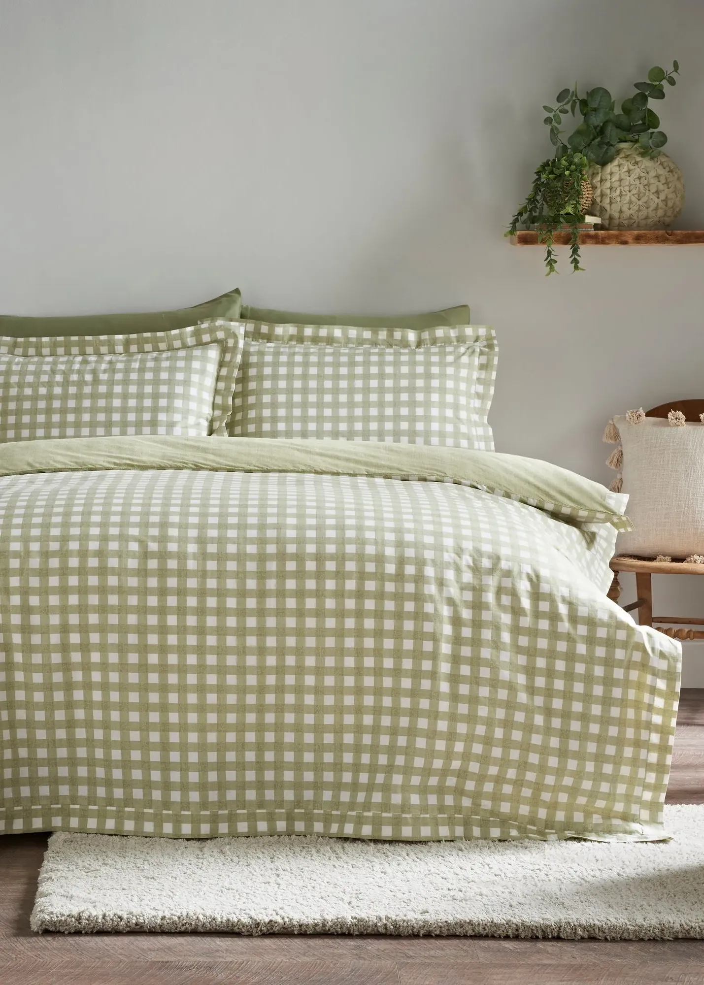 Check Oxford Edge Double Duvet Set - Green product