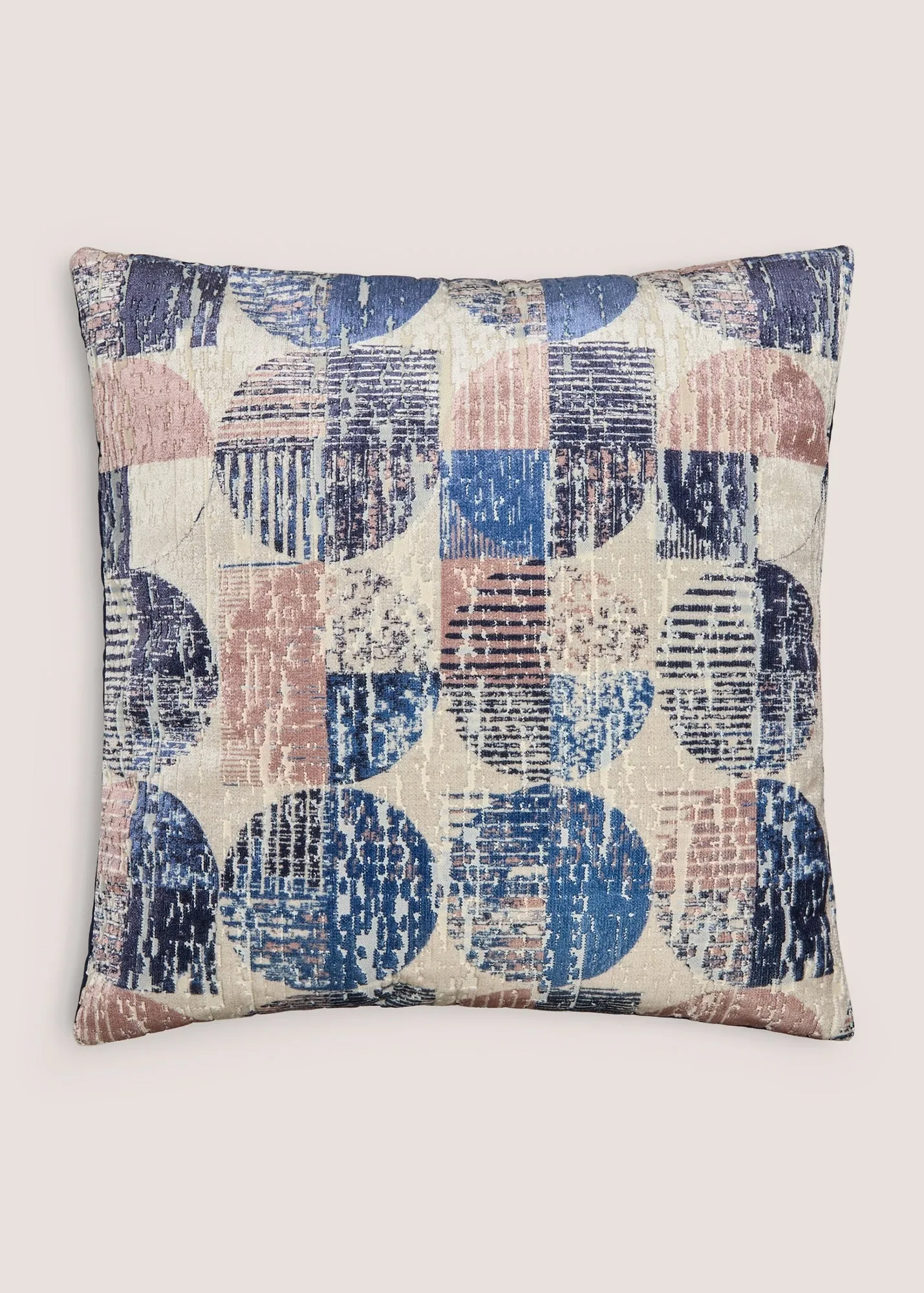 Circular Geometric Velvet Cushion - Navy product