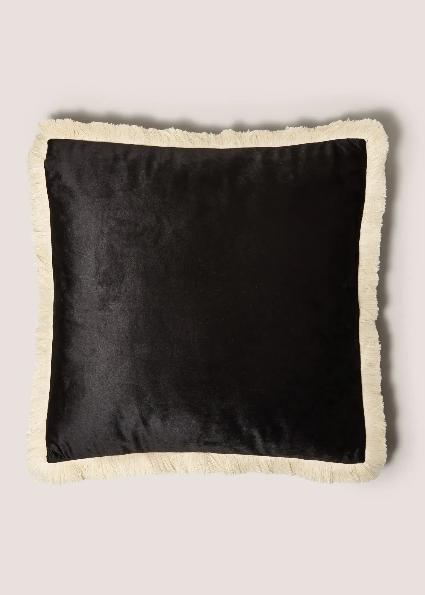 Contrast Fringe Cushion - Black, Polyester product
