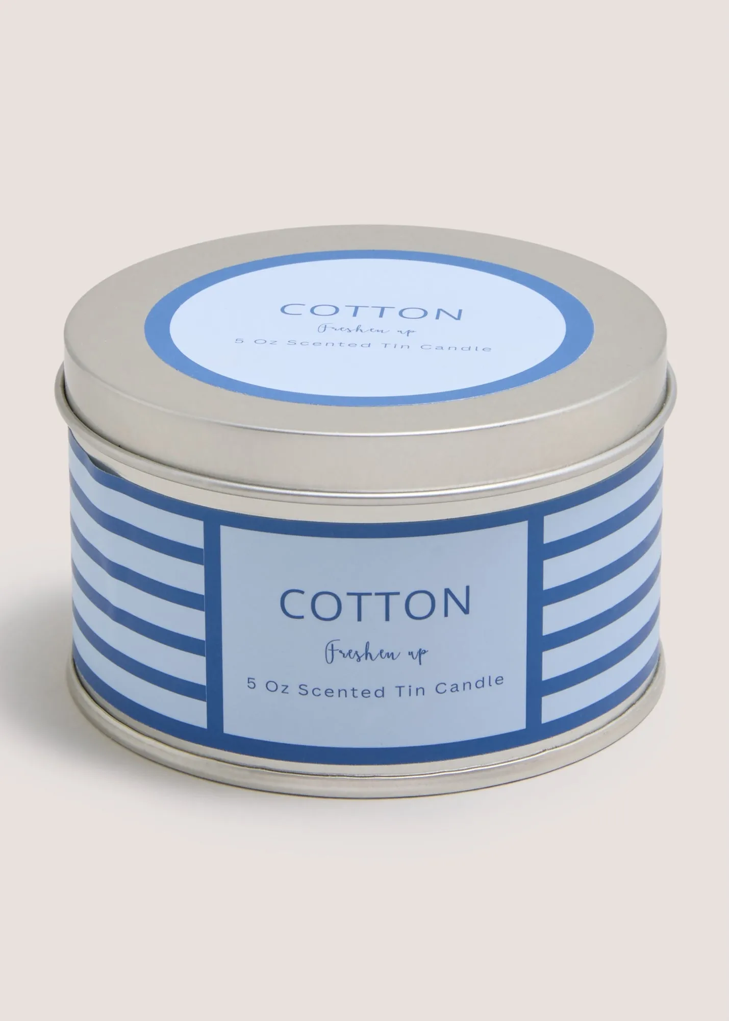 Cotton Stripe Tin Candle - Blue product