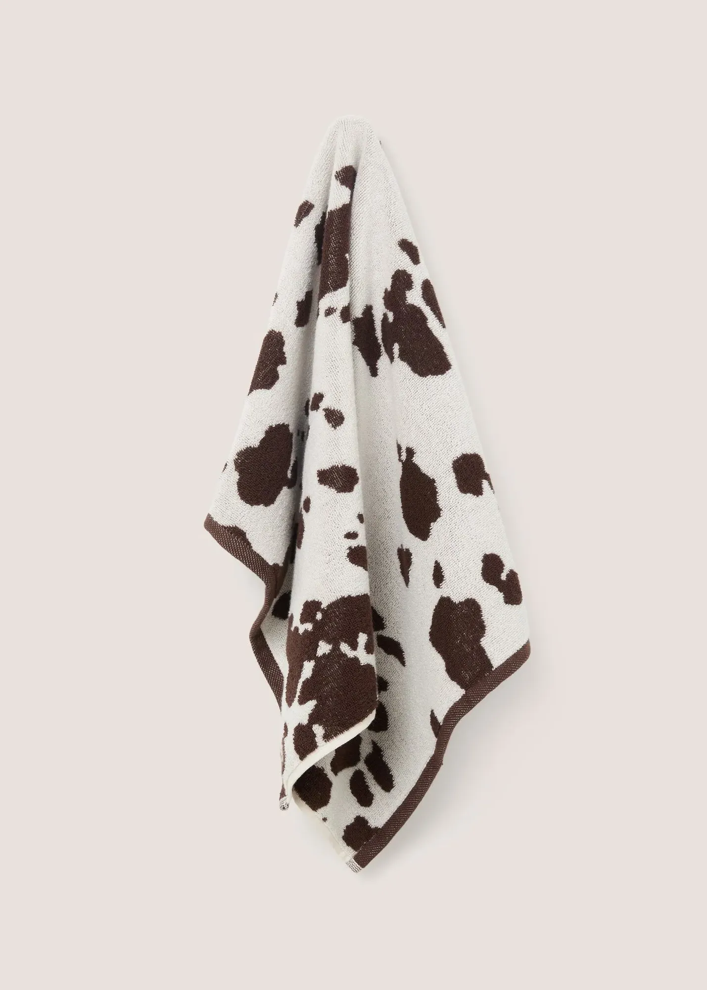 Cow Print Jacquard Hand Towel - Brown, Cotton product