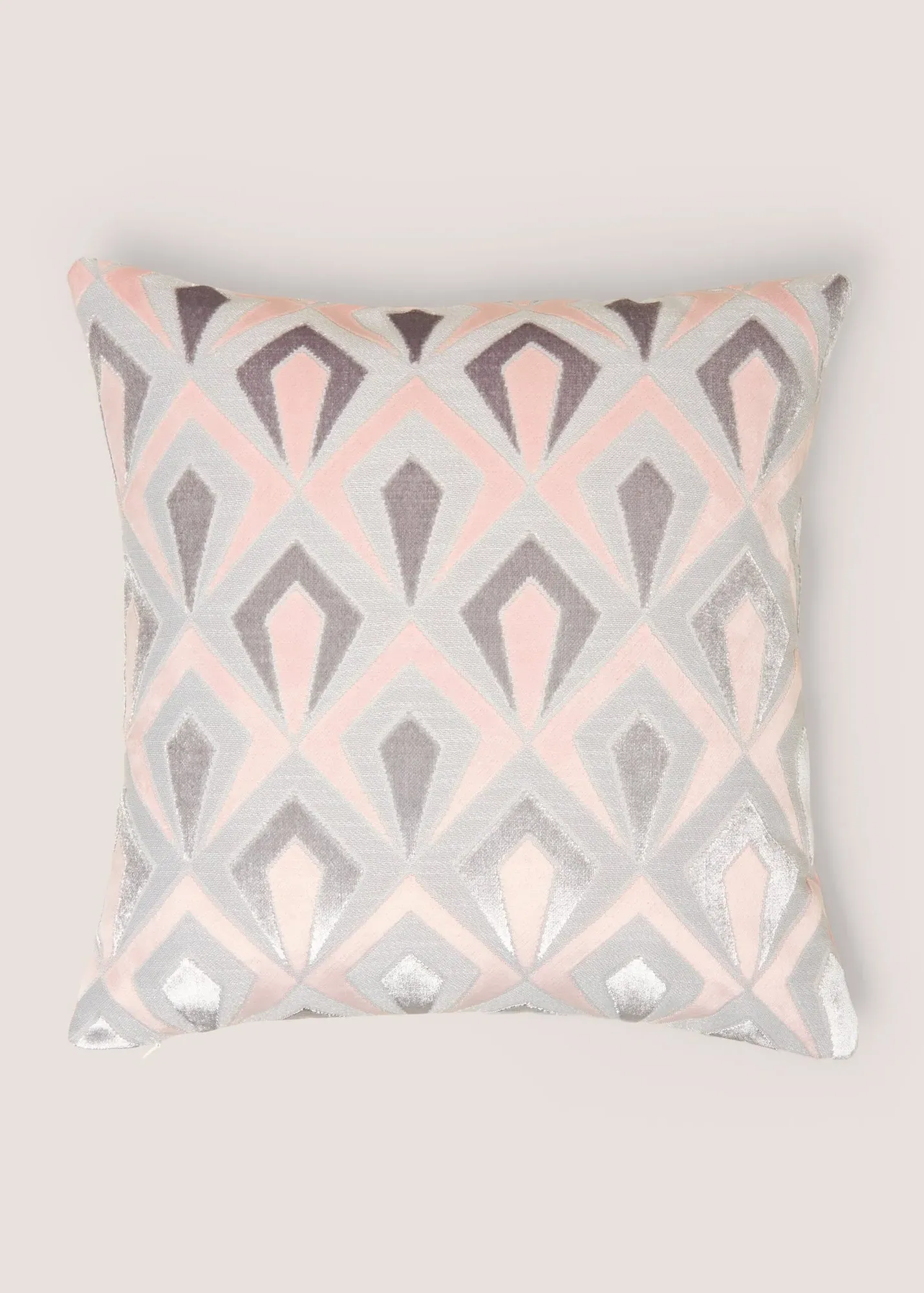 Cut Velvet Angular Cushion - Pink, Polyester product