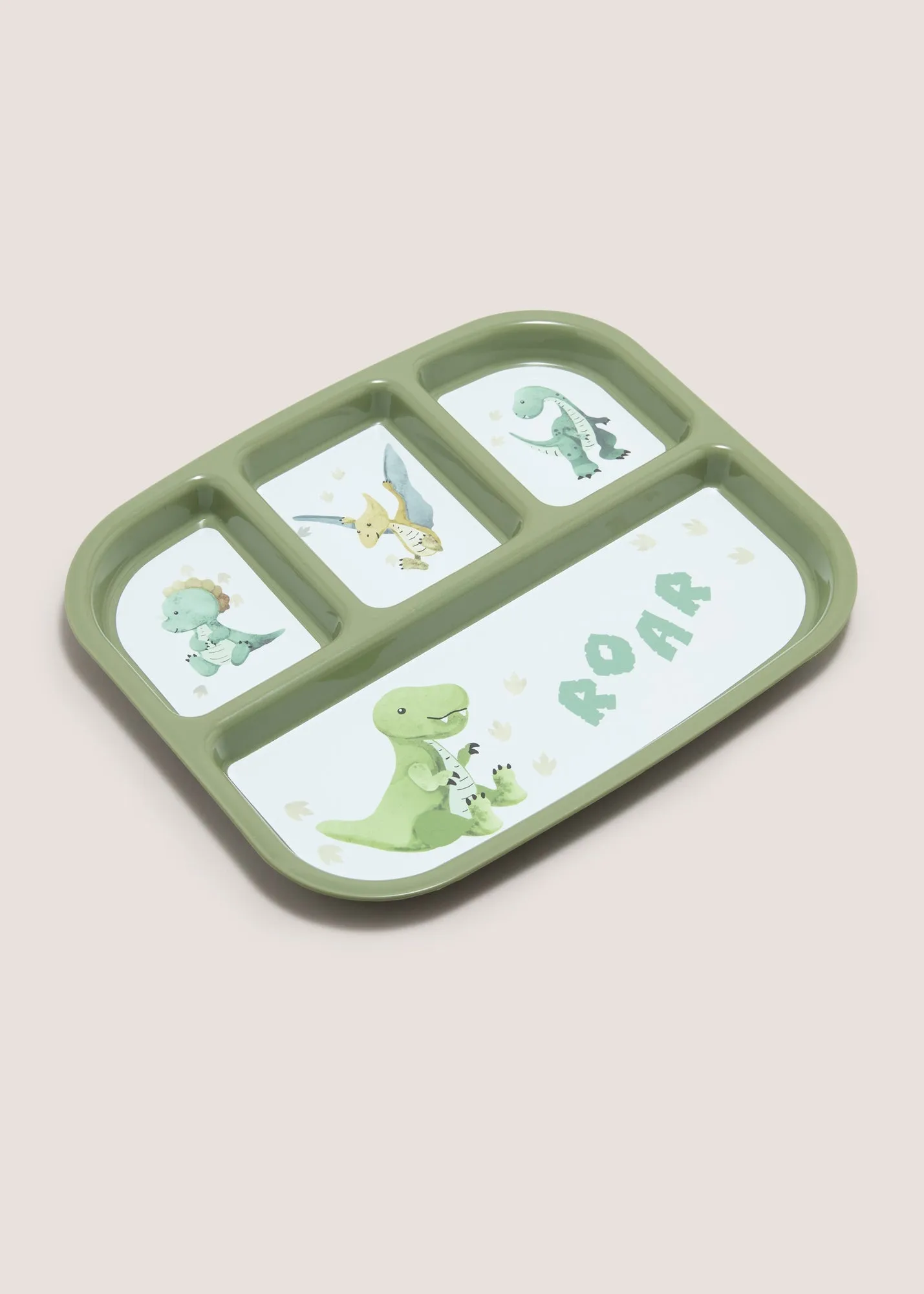 Dino Divided Plate - Green, Plastic product