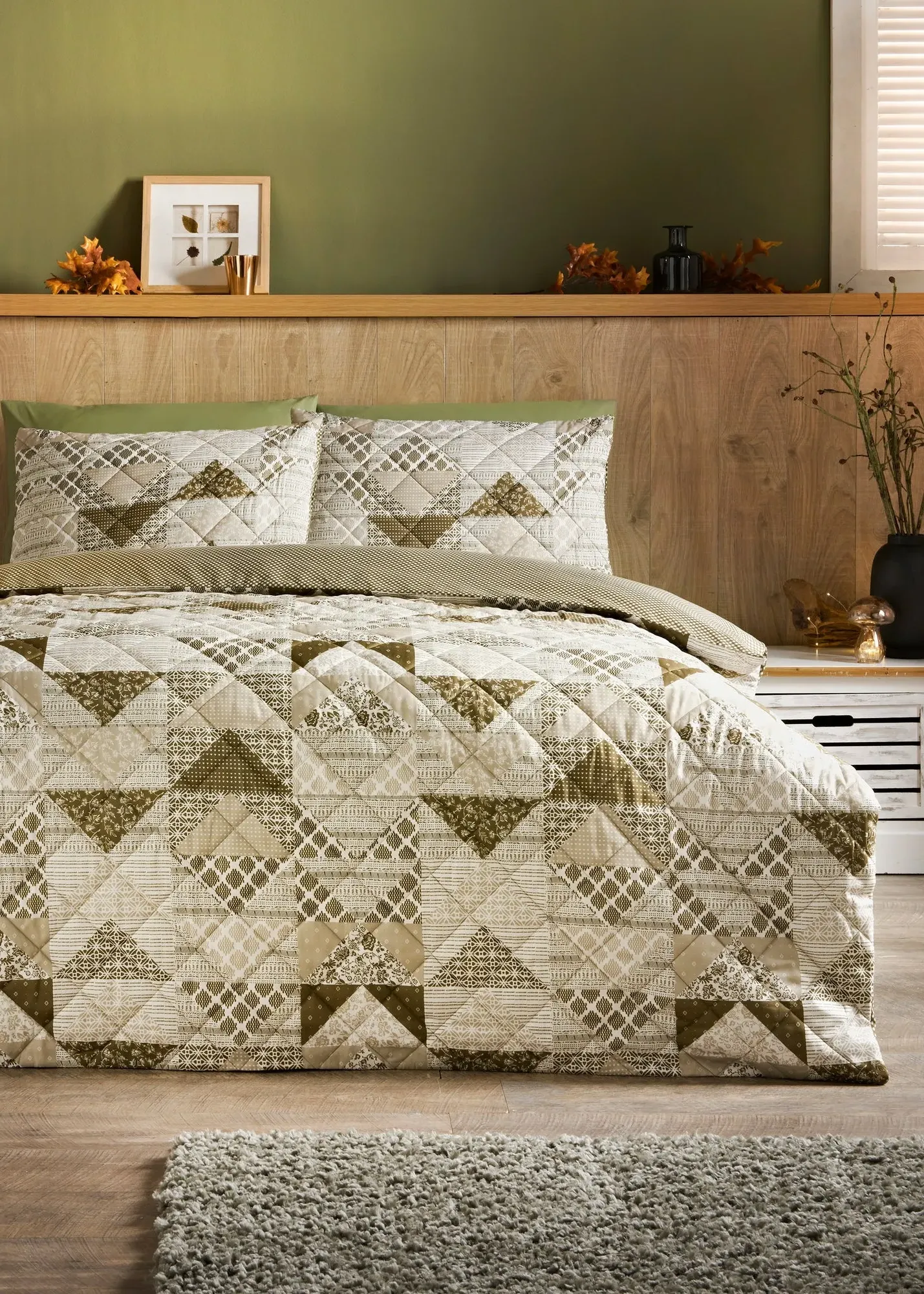 Double Patchwork Duvet Set - Green product