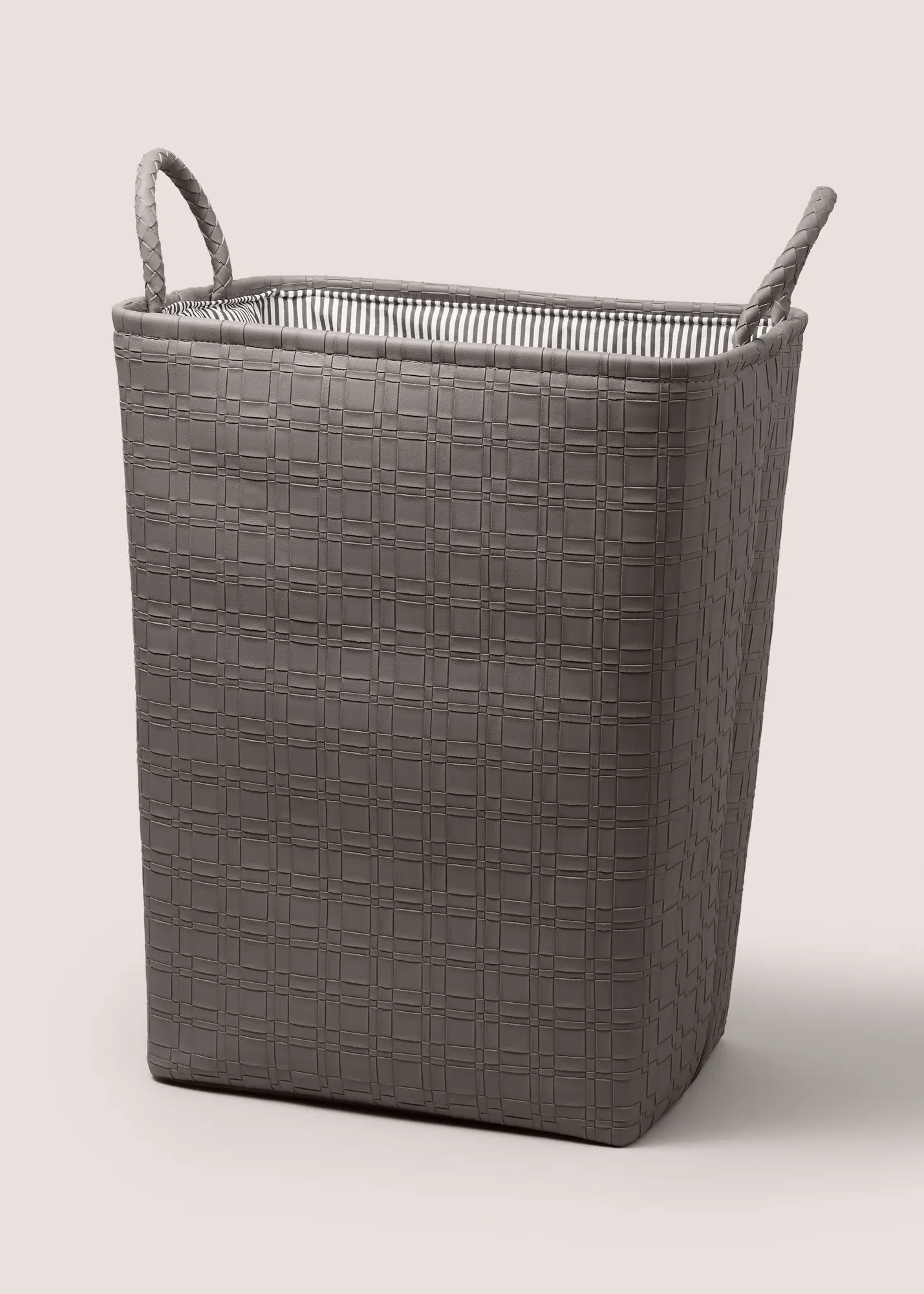Faux Leather Weave Laundry Basket - Grey product