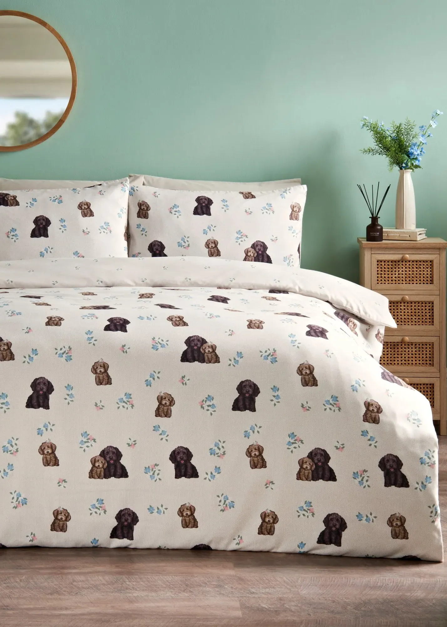 Floral Cockapoo Single Duvet Set - Multi, Polyester product