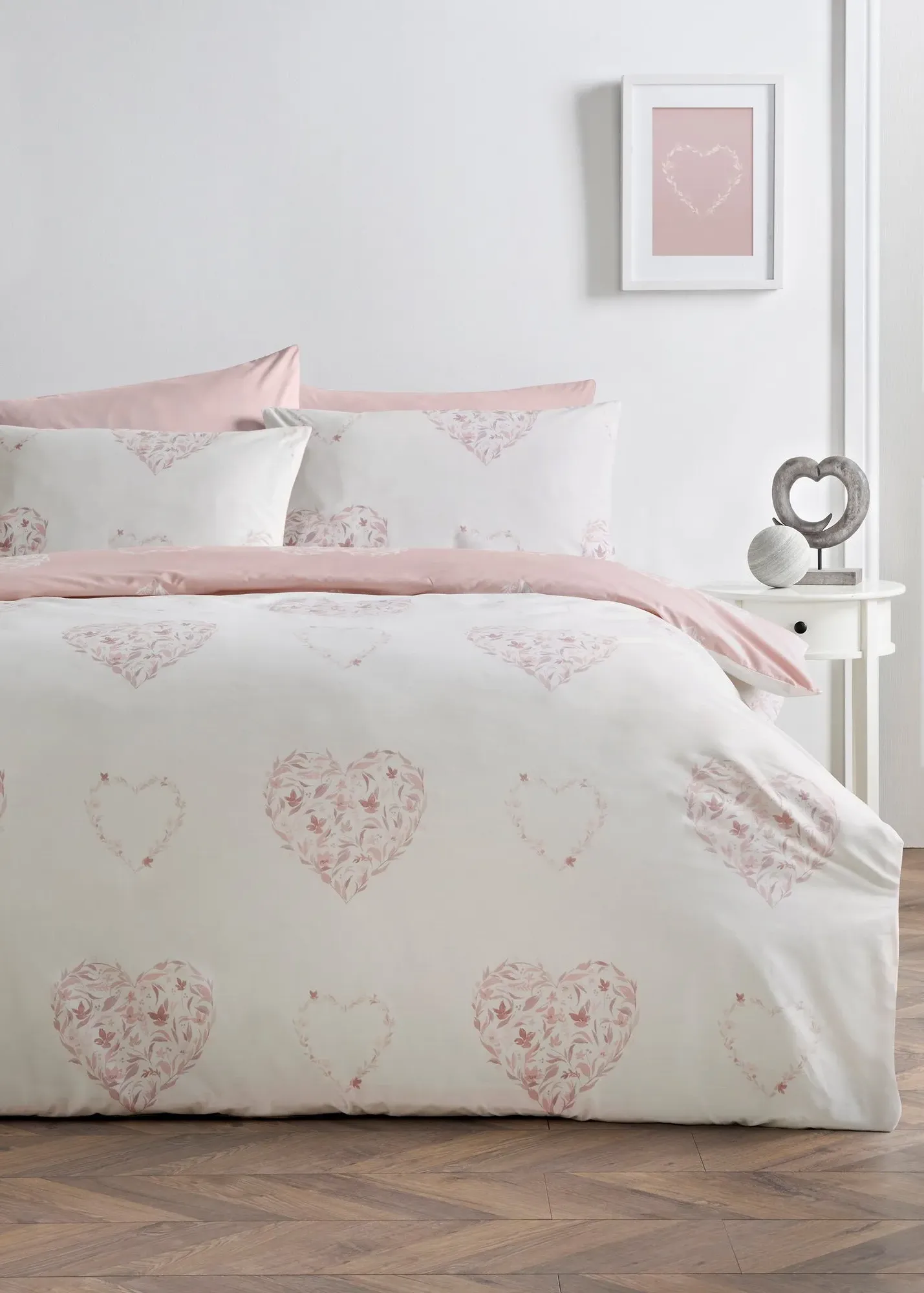 Floral Heart Single Duvet Set - Pink product