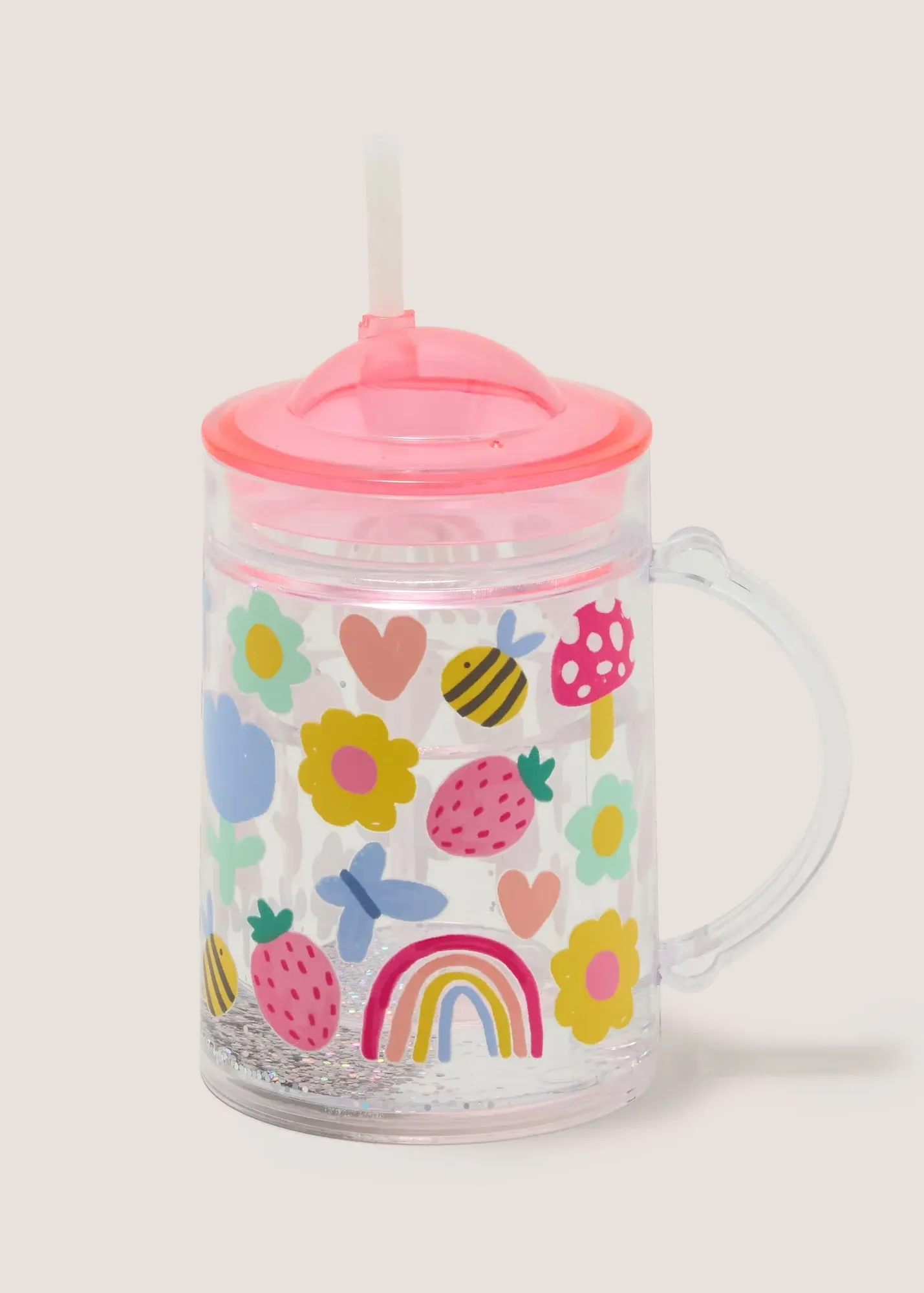 Flower Glitter Soda Cup - Pink, Plastic product