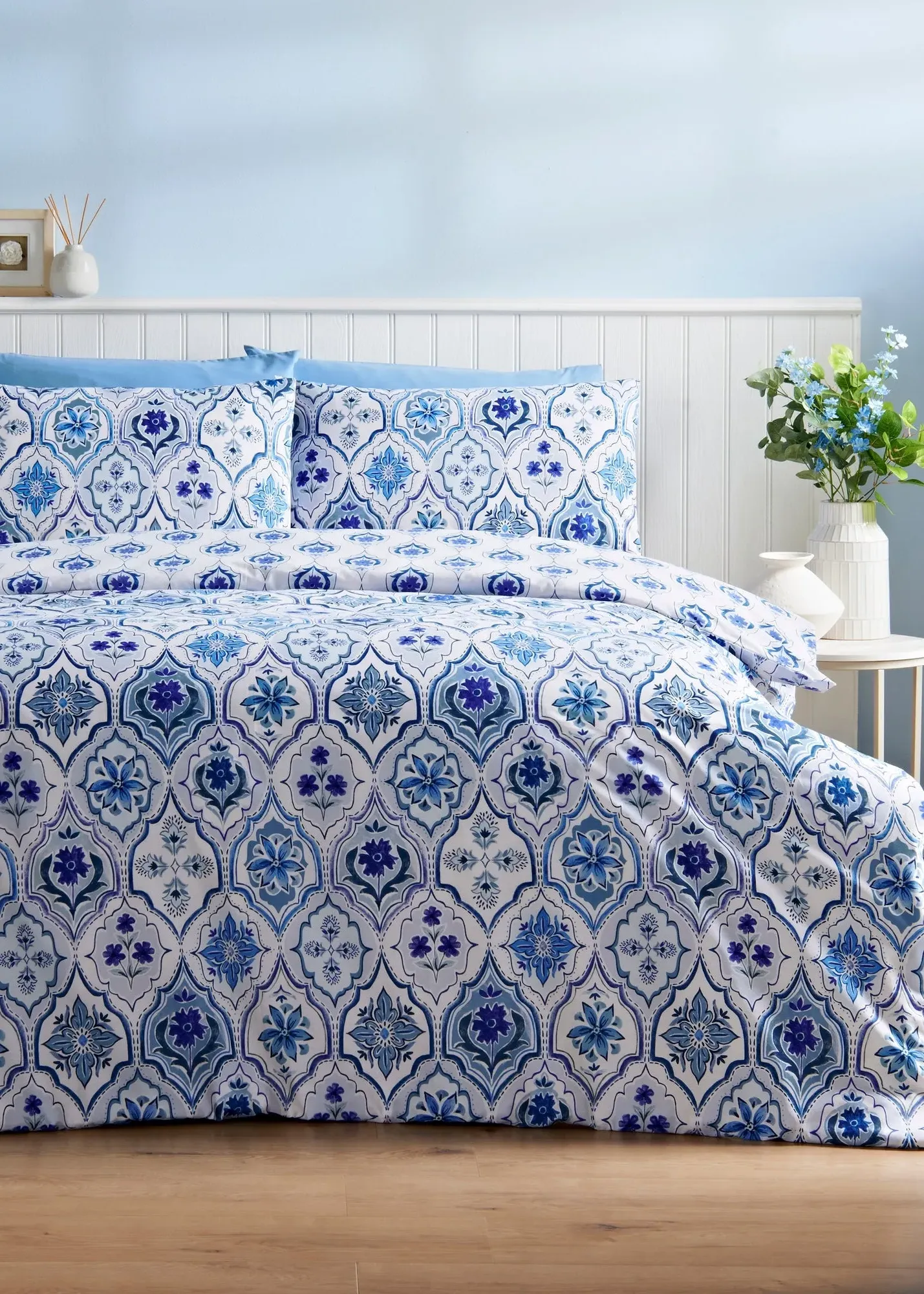 Folk Tile Single Duvet Set - Blue product