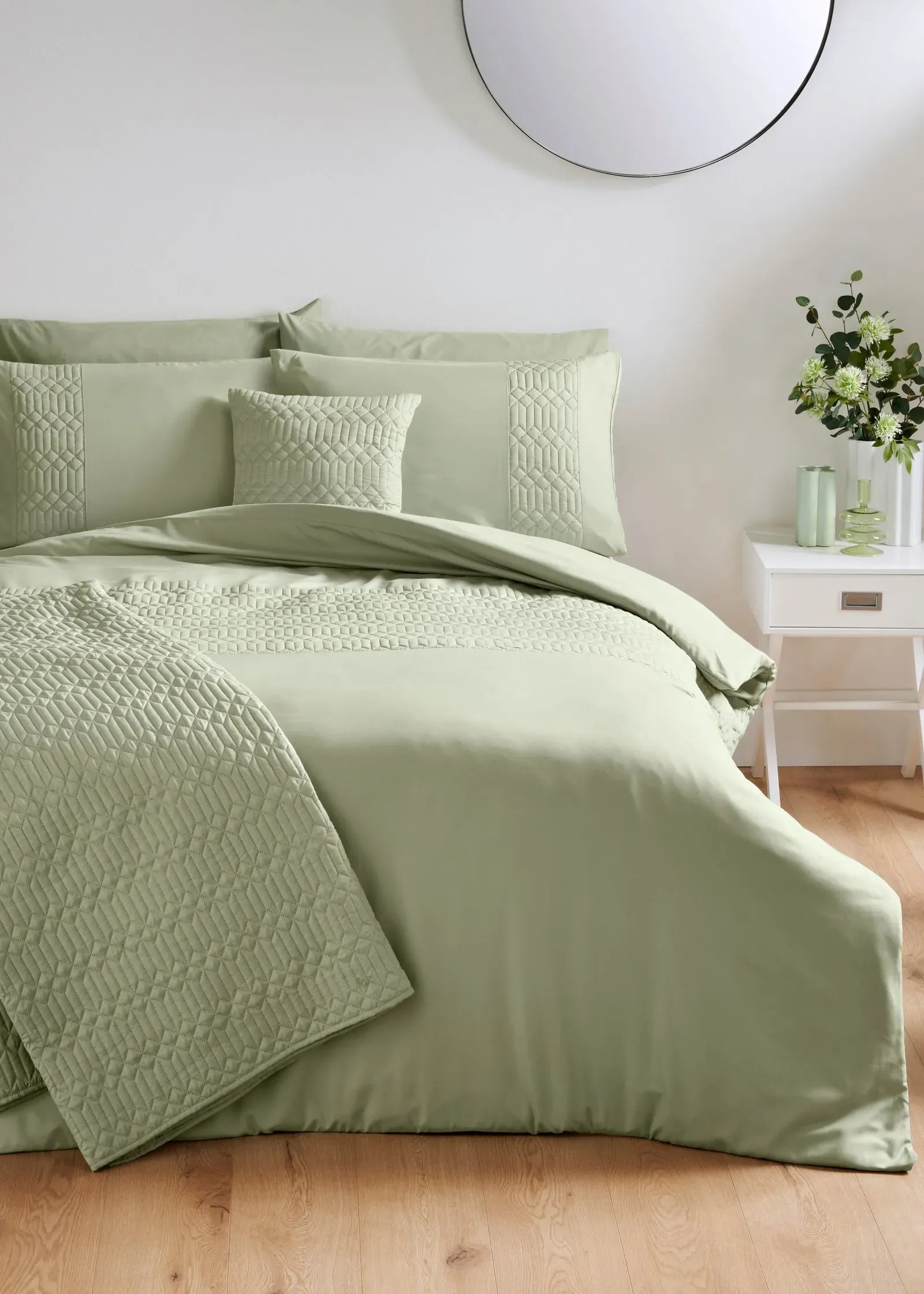Geo Pinsonic Single Duvet Cover Set - Green, Polyester product