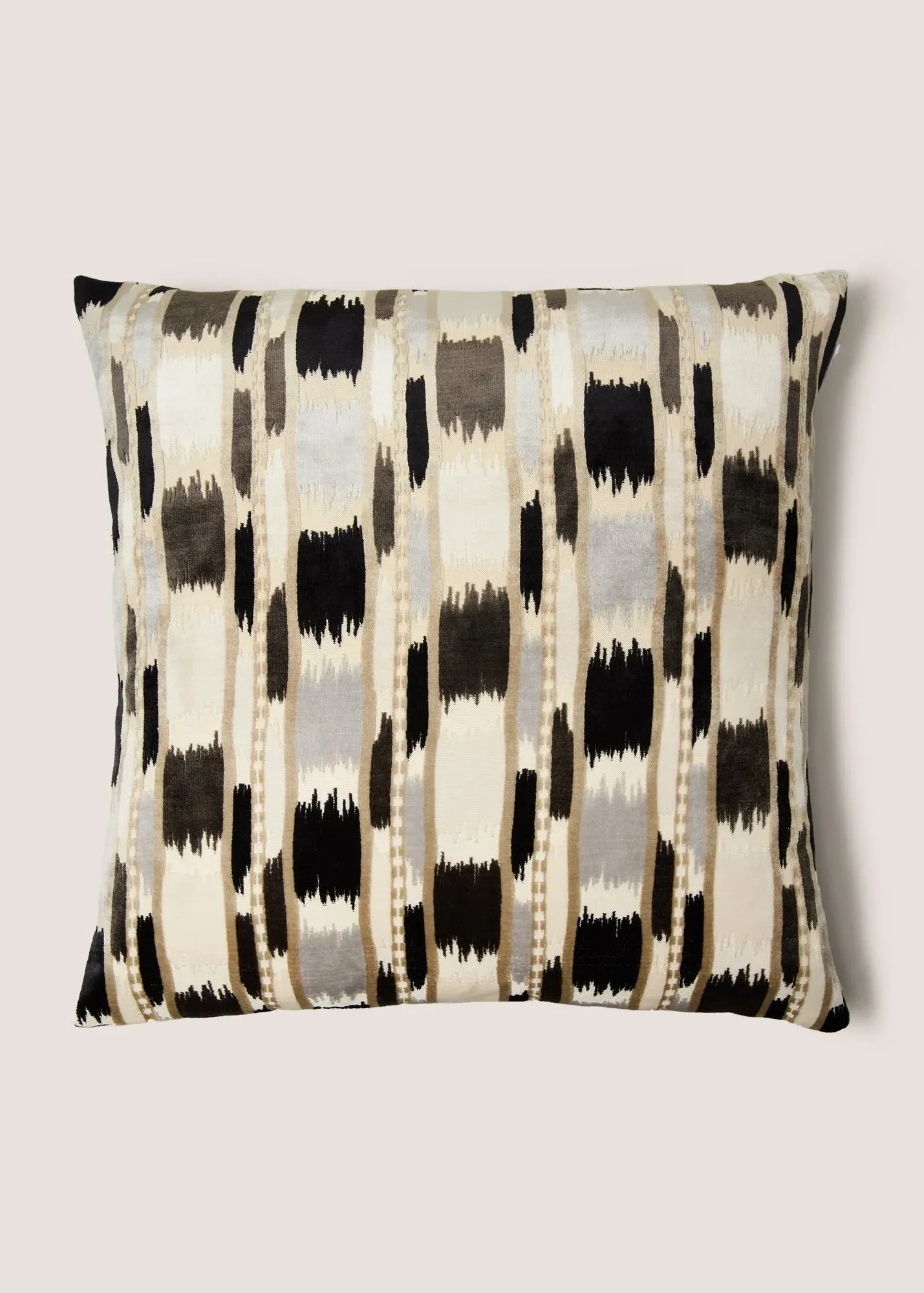 Geometric Cut Velvet Cushion - Black product