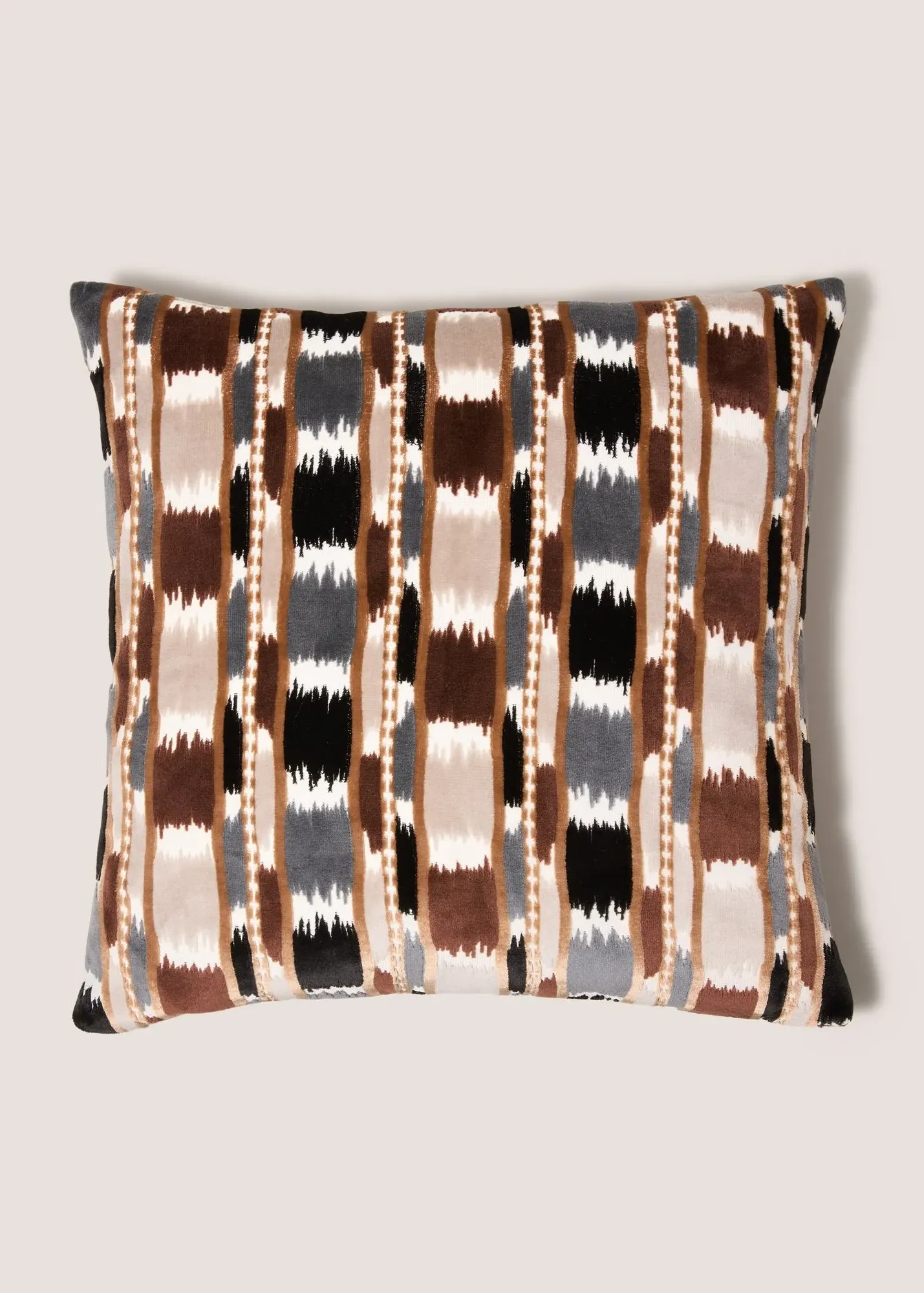 Geometric Cut Velvet Cushion - Brown product