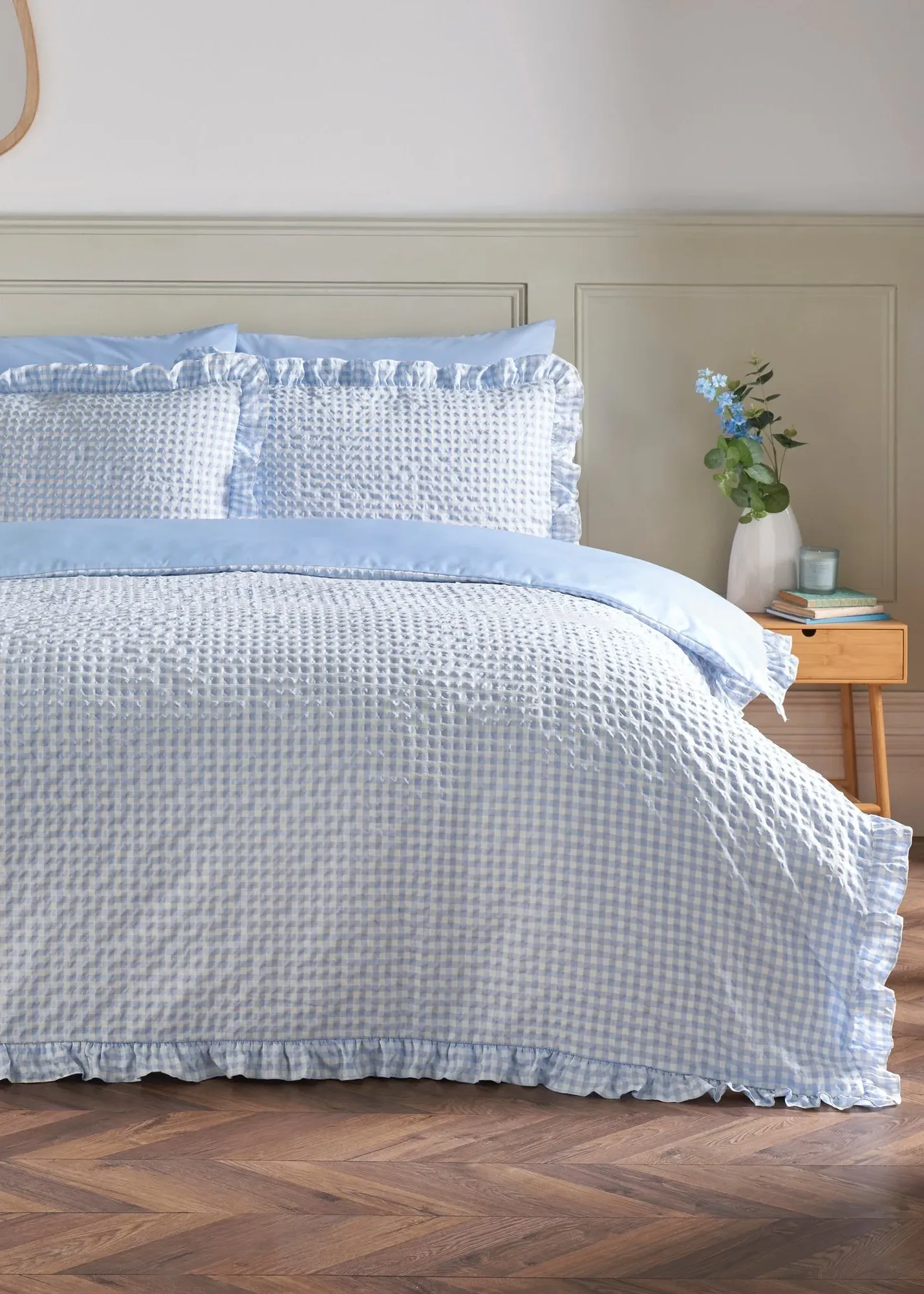 Gingham Single Duvet Set - Blue product