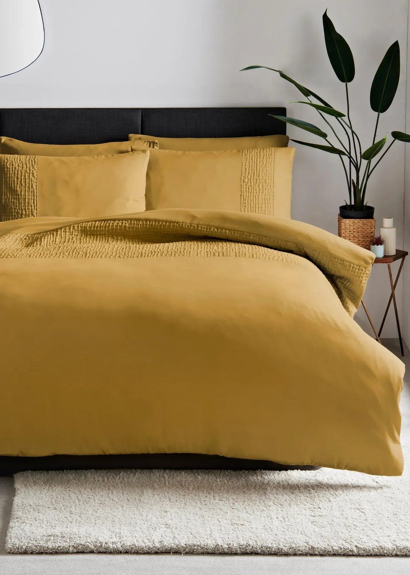 Grid Pinsonic Single Duvet Set - Yellow, Polyester product