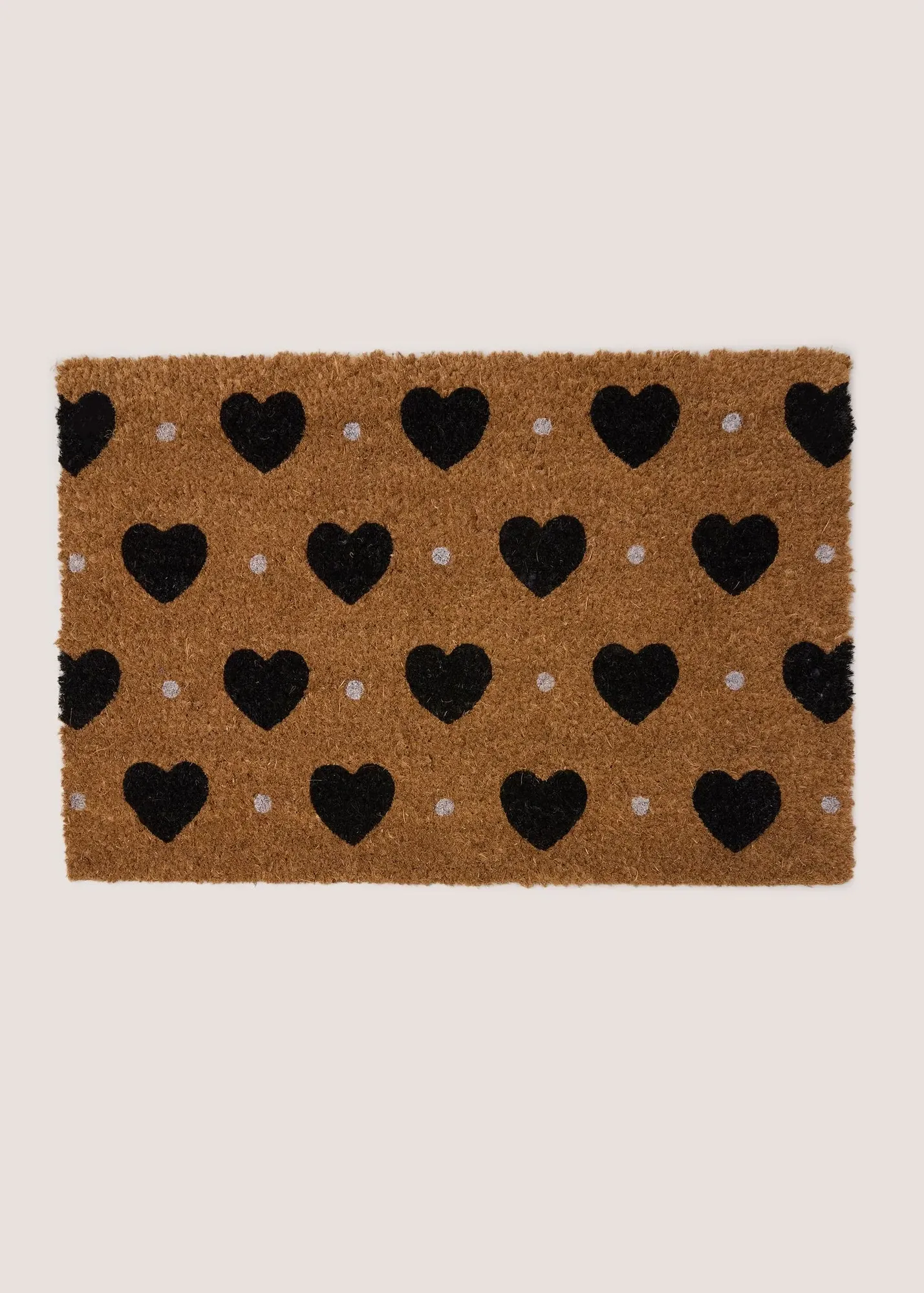 Heart Print Coir Door Mat - Black product