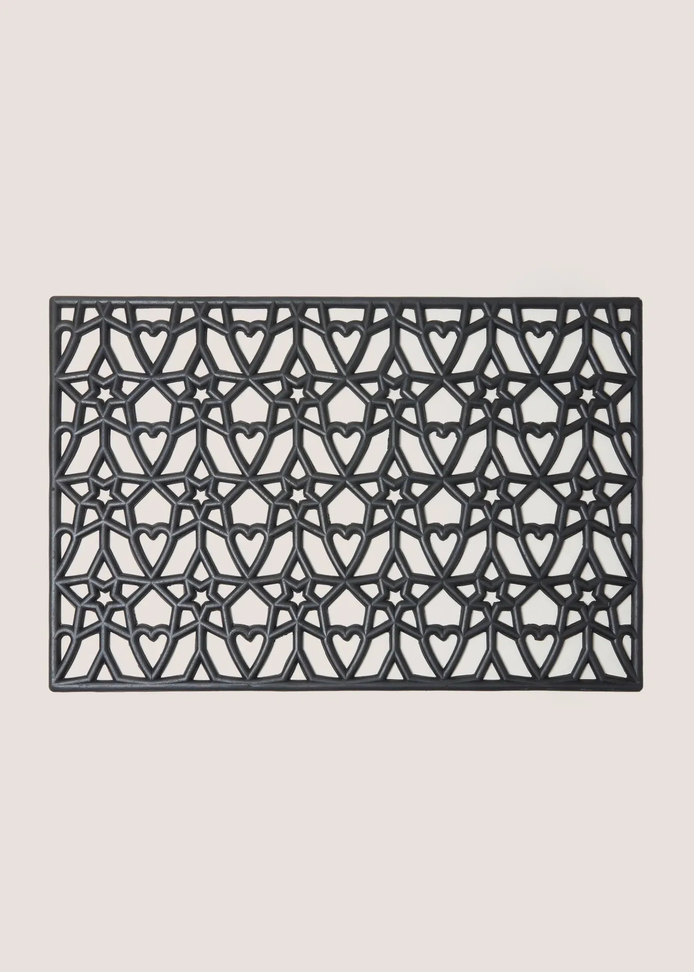 Heart & Star Rubber Doormat - Black product