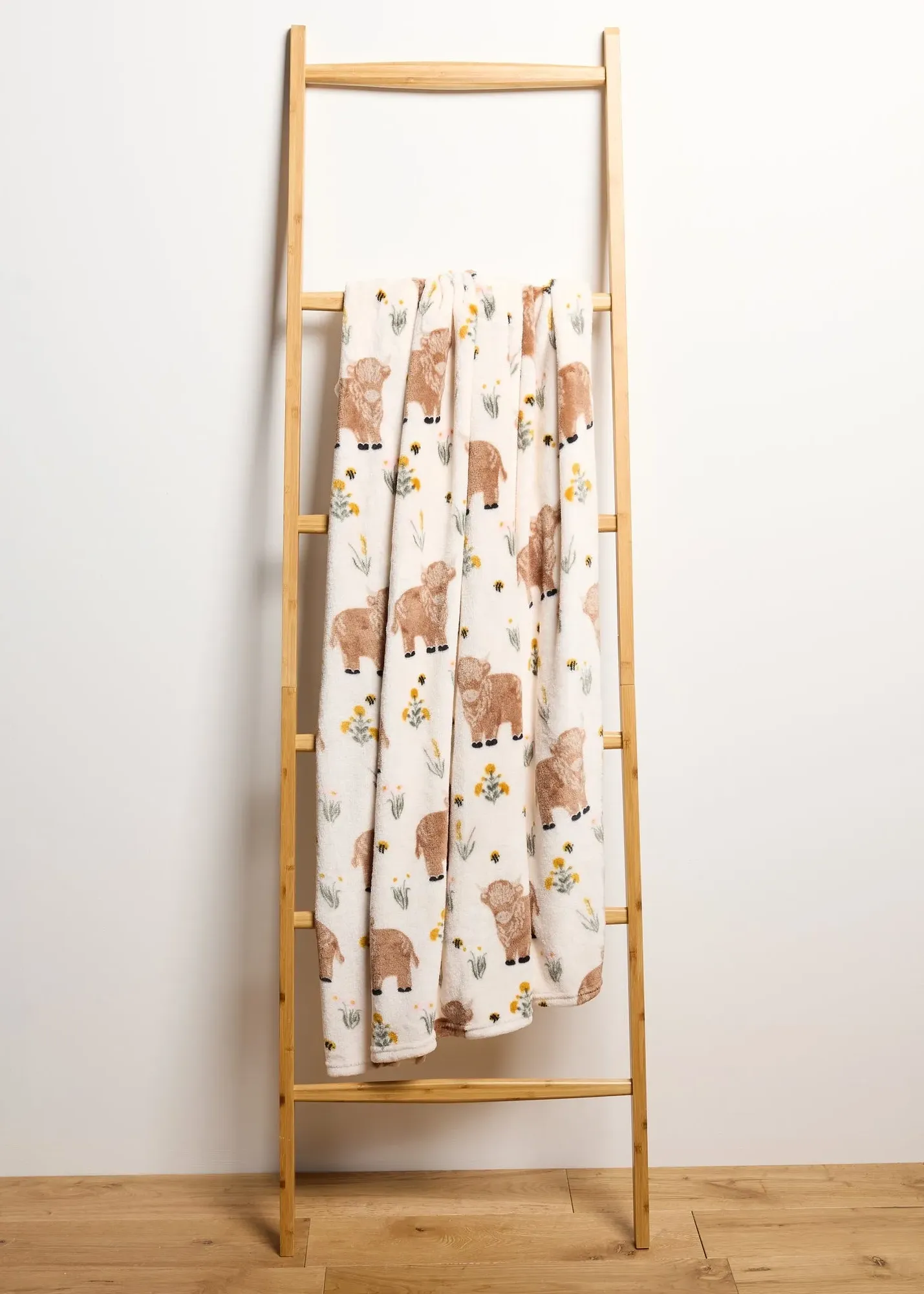 Highland Cow Print Throw - Cream, Polyester product