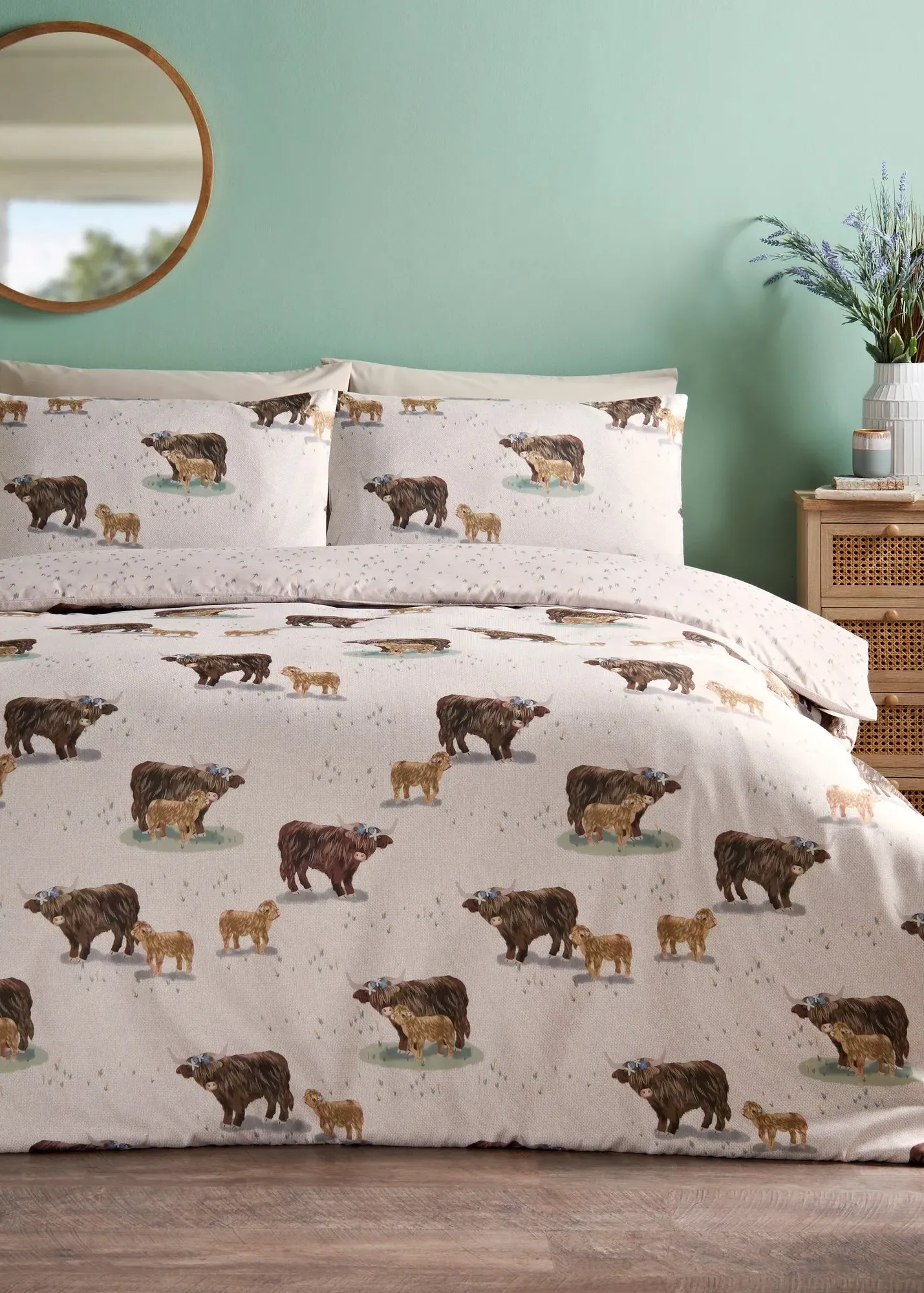Highland Cow Single Duvet Set - Multi, Polyester product
