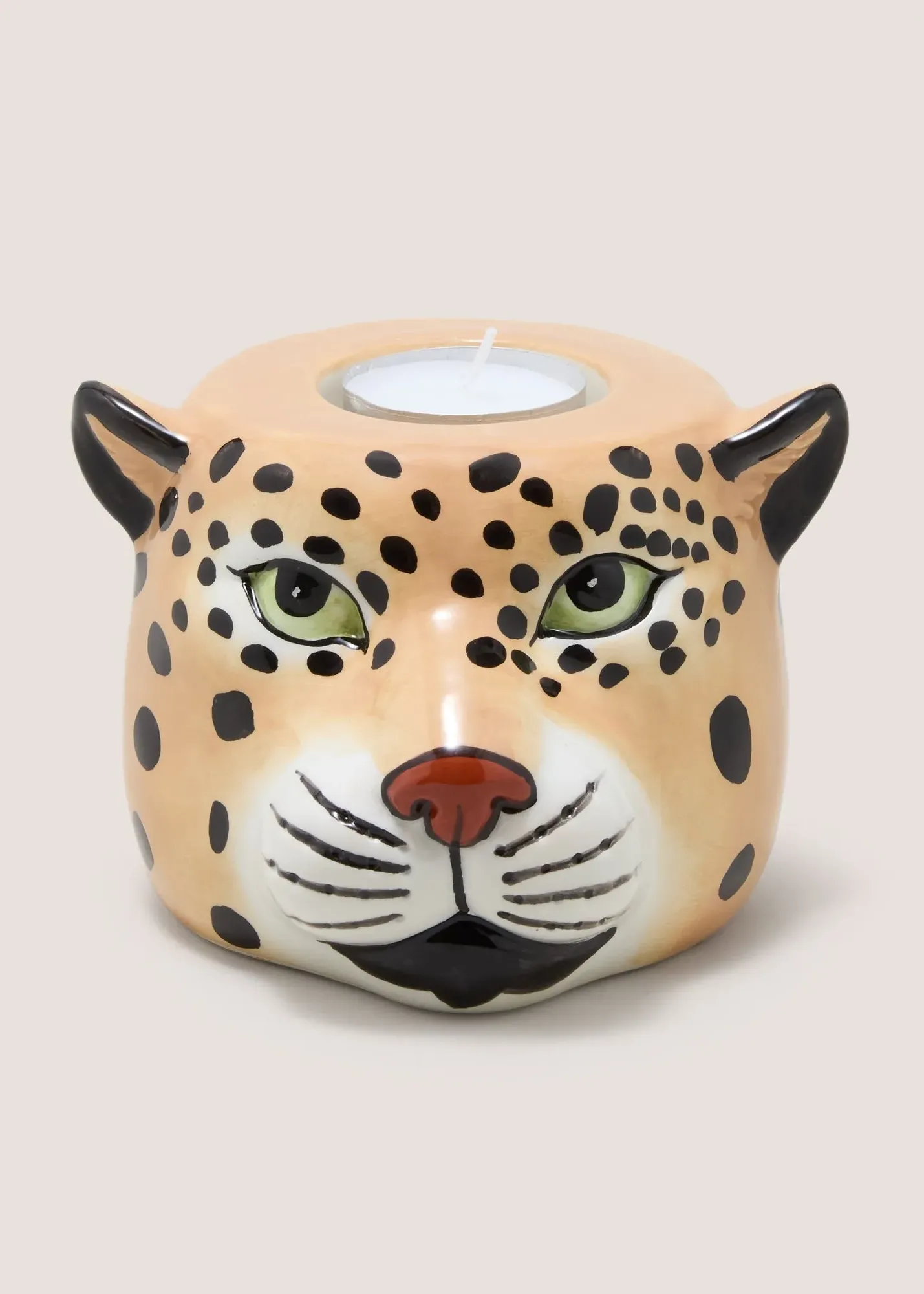 Leopard Head Candle Holder - Beige product